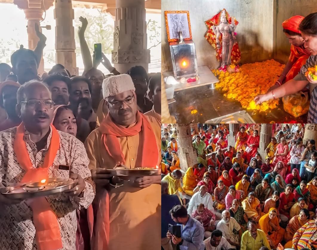 Samskriti174638's tweet photo. Puja and Aarti of Goddess Vagdevi (Saraswati Devi) were performed at Bhojshala on Friday ЁЯЩПтЬи
For the first time ever, Hindus were able to offer Puja & Aarti on a Friday, marking a deeply significant and historic moment. ЁЯкФ
#Bhojshala #Vagdevi #SaraswatiDevi #Hinduism #Temple https://t.co/r13m2oOLQF