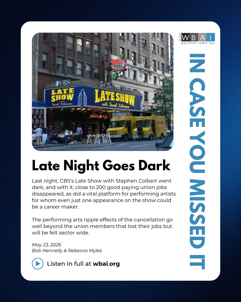 WBAI New York at 99.5 FM, streaming at wbai.org tweet media