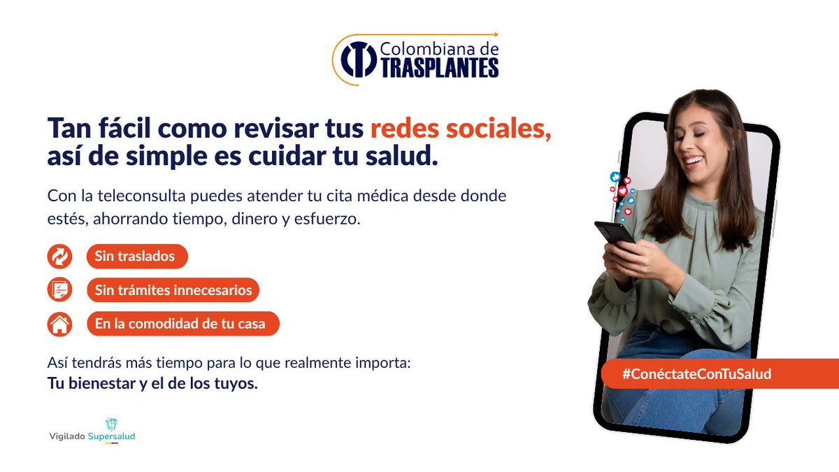 coltrasplantes's tweet photo. Cuidar tu salud es tan sencillo como disfrutar de lo que más te gusta. ✅
Agenda tu teleconsulta y siéntete acompañado en cada paso.
#ConéctateConTuSalud #SaludSinLímites #Teleconsulta #Pacientes #IPS #Bienestar https://t.co/CtrMPe719k