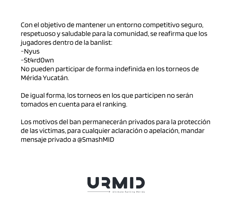 SmashMID's tweet photo. Comunicado oficial https://t.co/tV481PSycK