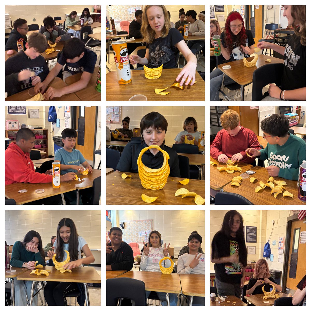 BonhamTISD's tweet photo. Bonham students used creativity, teamwork, and problem-solving skills during the Pringles Circle Challenge! It  was exciting to see students collaborate, think outside the can, and turn challenges into opportunities for discovery. #hwpo
#bulldogstrong https://t.co/9NLbwGL2d6