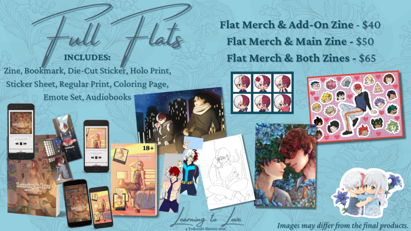 Learn2Lovezine's tweet photo. Next up, we have our full flat bundles! Depending on which bundle you choose, you could get the flat merch with the add on NSFW zine, the main SFW zine with flat merch or flat merch with both zines! https://t.co/L0ZSGFacrH