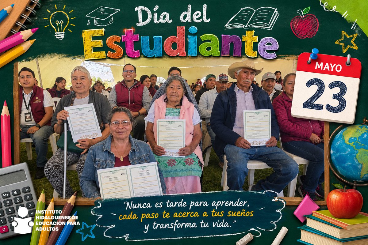 iheaoficial's tweet photo. 📚✨ Día del Estudiante | 23 de Mayo ✨📚
Hoy reconocemos a quienes nos demuestran que nunca es tarde para aprender y cumplir sueños.
Sabemos que no ha sido un camino sencillo; detrás de cada certificado hay historias de trabajo, familia, sacrificios y grandes retos.
#IHEA https://t.co/2Y3dQ0NsgZ