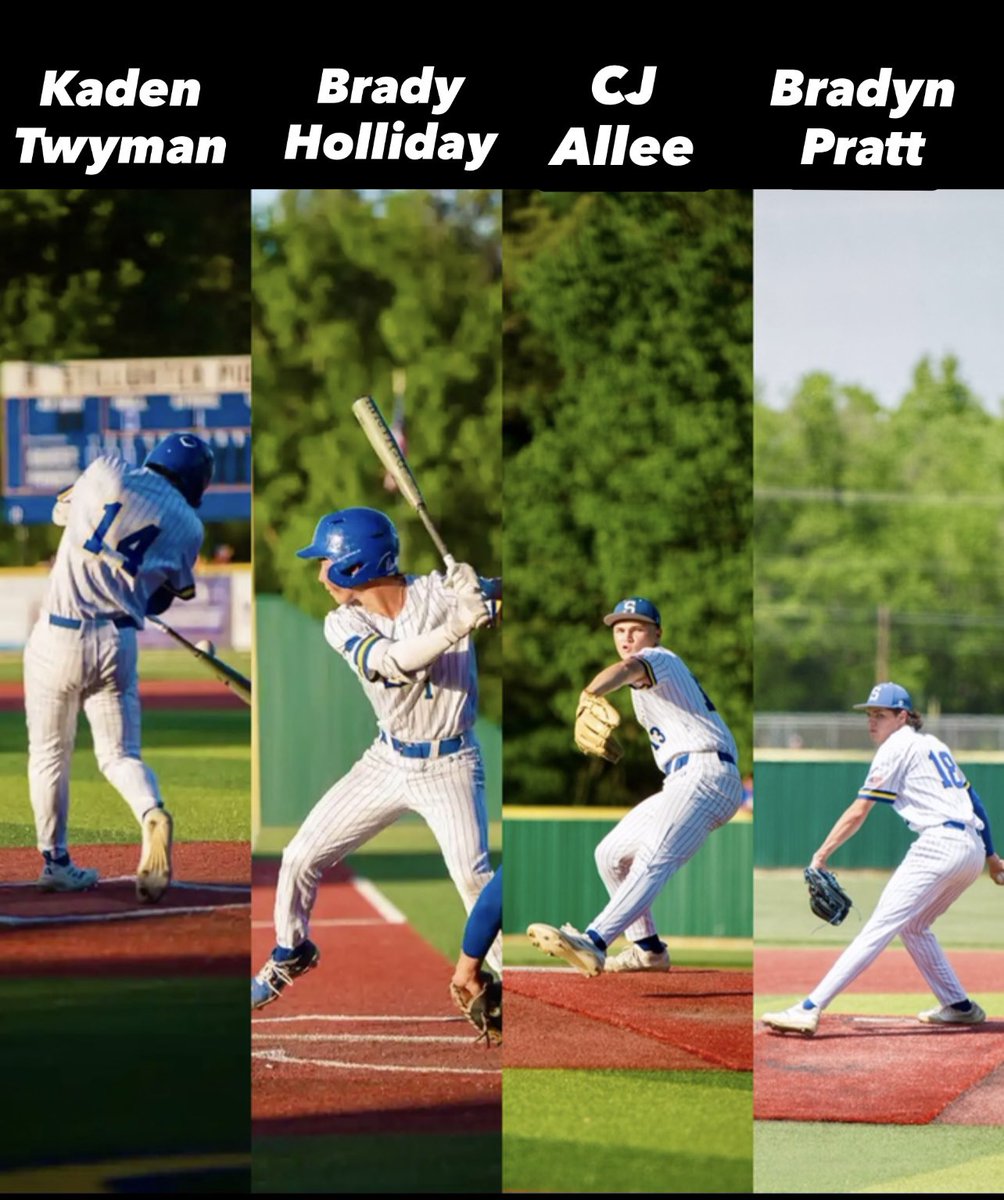SHSPioneersBSBL's tweet photo. Congratulations to Kaden Twyman, Brady Holliday, CJ Allee, and Bradyn Pratt (alt) on their selection to the Oklahoma State Games which will take place at Enid’s David Allen Memorial Ballpark on June 22nd and 23rd.
@Kadentwyman1444 @brady_holliday1
@CJAllee2028 
@BradynPratt https://t.co/YdAkTz0Adu