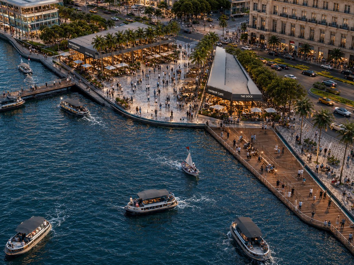 ehabamri's tweet photo. Ai improvement render   تطوير لإخراج المنظور. لما يمكن ان يكون عليه نهاية ش فلسطين  وقوارب السياح للنافورة https://t.co/D5PvbiOfrT