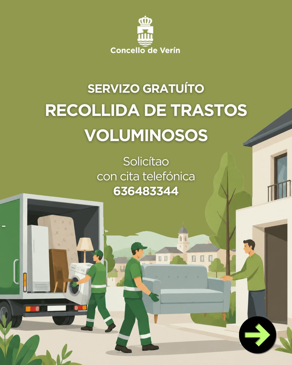 concelloverin's tweet photo. 🚛♻️ O Concello de Verín lembra que dispón dun servizo gratuíto de recollida de trastos voluminosos.

📞 Solicítao con cita telefónica no 636 483 344 e o persoal encargado pasará a recollelos no teu domicilio. https://t.co/WR4Yma0LD8