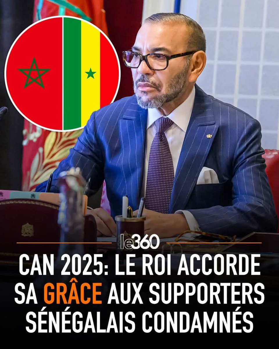 MakhoudiaDIOUF's tweet photo. 🇸🇳🤝🇲🇦 Ce geste royal illustre la fraternité africaine et les liens forts qui unissent le Sénégal et le Maroc. Merci 🙏 #Sénégal #Maroc #GrâceRoyale
@SDiplomatie
@MarocDiplomatie 
#Can2025 https://t.co/5Ez9u8MYTB