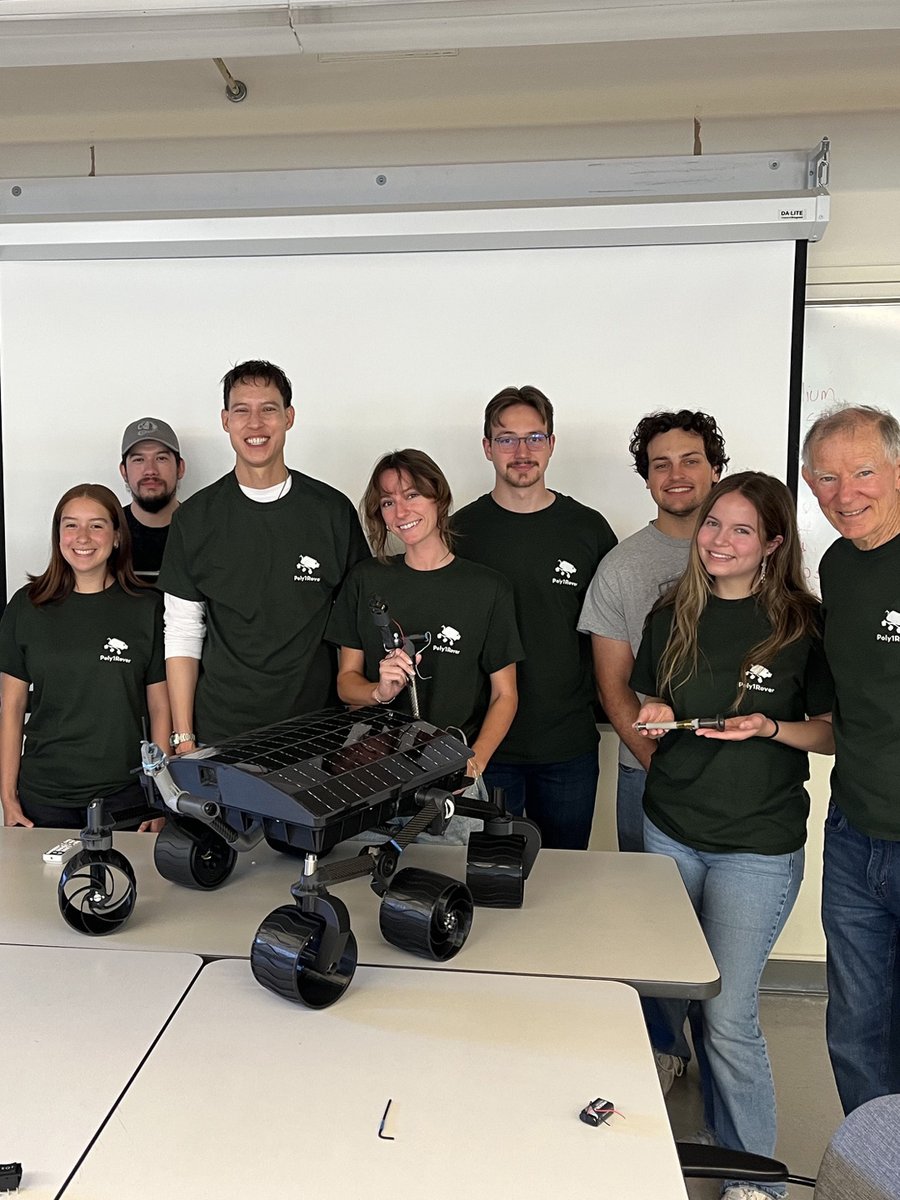 PolyEngineering's tweet photo. Cal Poly alumnus Paulo Younse (Mechanical Engineering, ’02) returned to campus ahead of Engineering Project Expo to work with mechanical and computer engineering students developing robotic systems, computer vision tools and mini-rover technology through Poly1Rover. https://t.co/q89sjLQUJW