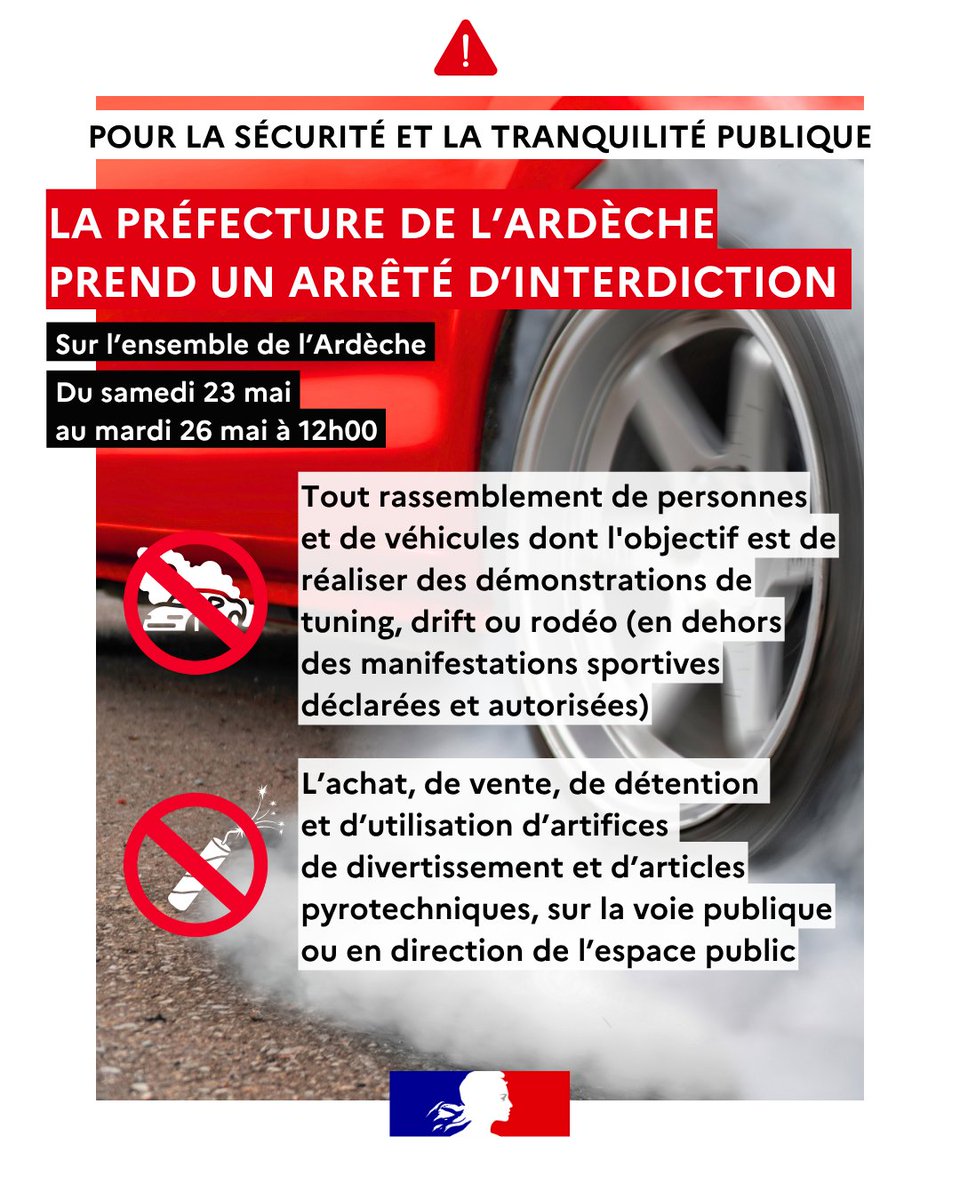 Image de Préfet de l'Ardèche - #Sécurité #LutteContreLesRodeos | 🔴 Pour assurer la sécurité et la tranquillité publiques, le préfe