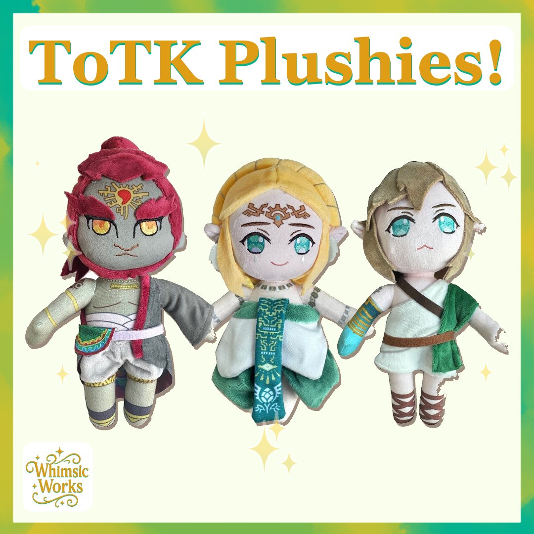 WhimsicWorks's tweet photo. ✨ Tears of the Kingdom — Link, Zelda, and Ganondorf Plush! ✨

#LoZ | #Zelda

https://t.co/hmmLBUD3NM https://t.co/x0XyApuP5W