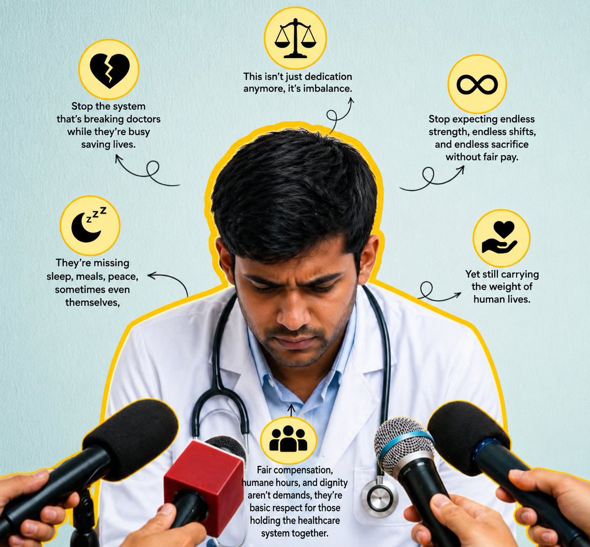 BokhariDoctor's tweet photo. The real backbone of any nation is not found in luxury offices, but in overcrowded wards where exhausted doctors continue working despite everything.
#PayRaiseForDoctors 
@OfficialYDAPak 
@YdaBalochistan https://t.co/LED2tPTupp