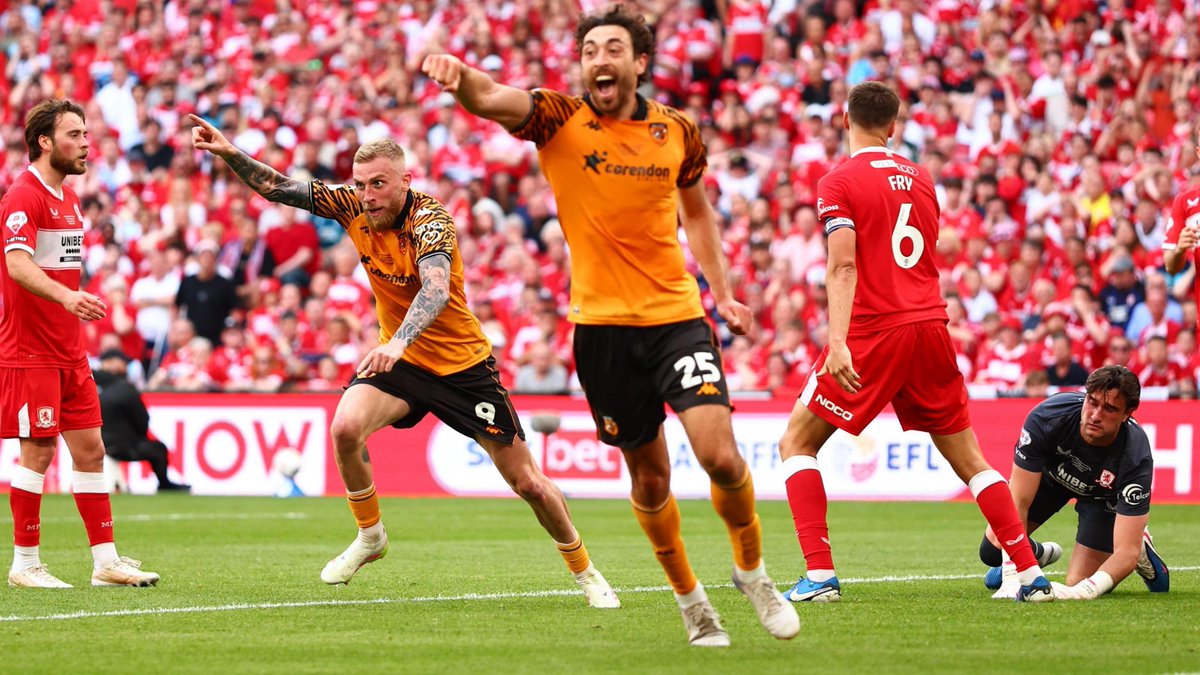 FourThreeFourX's tweet photo. OFFICIAL: Hull City are promoted to the Premier League for season 2026/27! 🎉
The Tigers are back where they belong! 
#HullCity #Promoted #PremierLeague #EFLChampionship #UpTheTi🔥 https://t.co/2erGqDSzrh