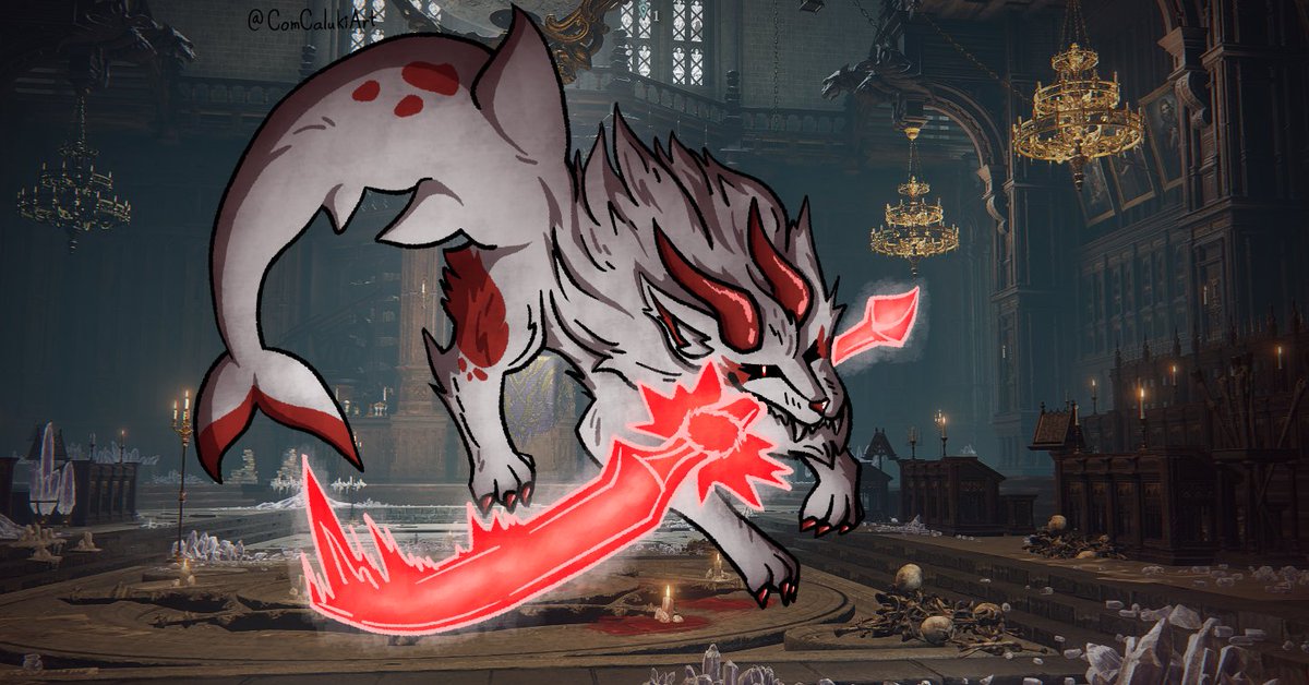 ComCalukiArt's tweet photo. Behold, the Red Wolf of Rowagon! The Red Rowan of Radagon! The uhh... that dog that kills me way too often! 

For @xelliepurr 

#ELDEN_RING https://t.co/YGmuVC7Usv