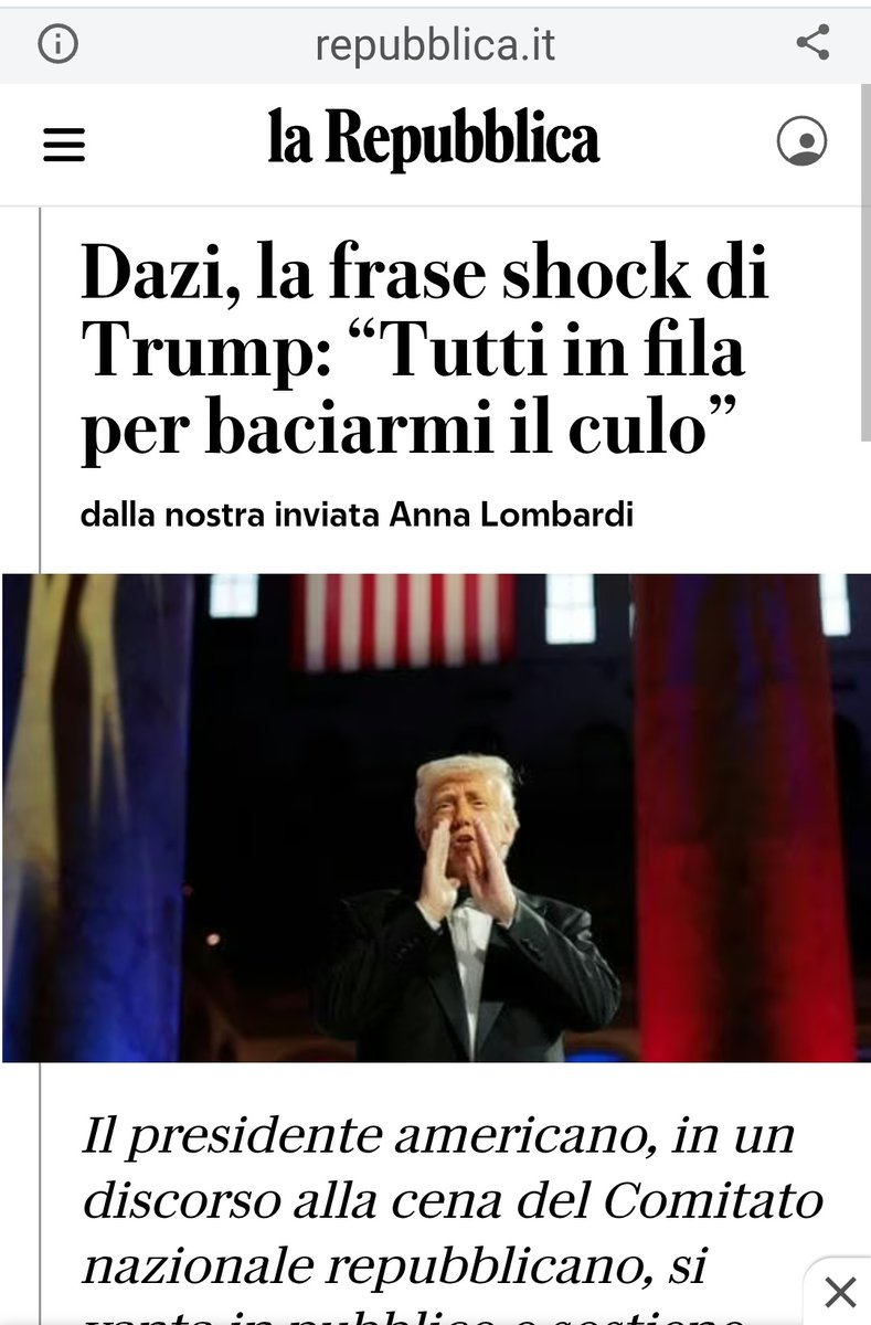 LeoBanchi's tweet photo. @FratellidItalia Come quando lei è corsa da #Trump pochi giorni dopo che disse che c'era la coda per baciargli il culo? https://t.co/IDC0uJveiw