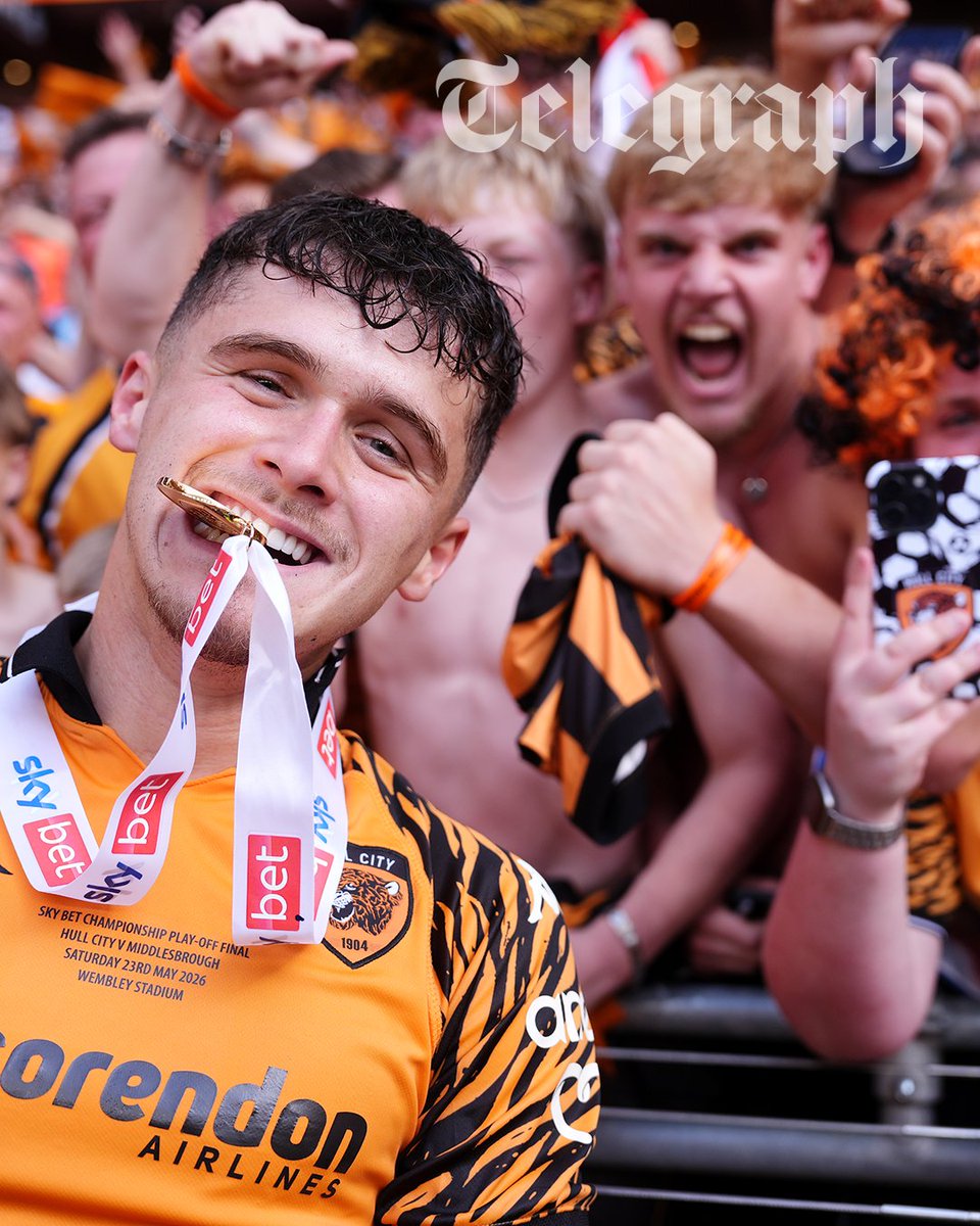 TeleFootball's tweet photo. The Premier League’s new unlikely lads are Hull City, promoted after 105 minutes of attritional play-off football in scorching Wembley sunshine and the unerring sense of an opportunity fostered by Oli McBurnie.

This Yorkshire-born Scotland international is not going to the World Cup finals this summer, but he is returning to the Premier League in August. One might say that all paths led to the 95th minute of this jarring clash of styles, when McBurnie finally spied his chance amid the chaos and pounced on an error by Middlesbrough goalkeeper Sol Brynn to nudge his team ahead.

Read @SamWallaceTel's full match report ⤵️
https://t.co/srREn8uVyc