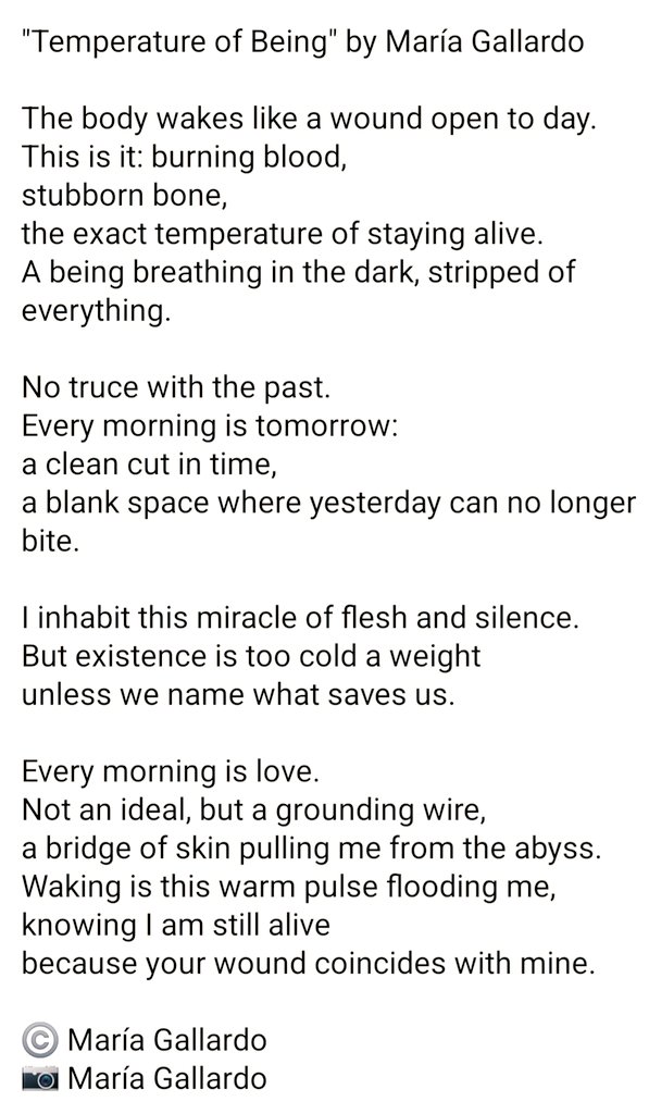 mujerisla_'s tweet photo. "Temperature of Being" by María Gallardo #Poetry https://t.co/VhO1nbSA3u