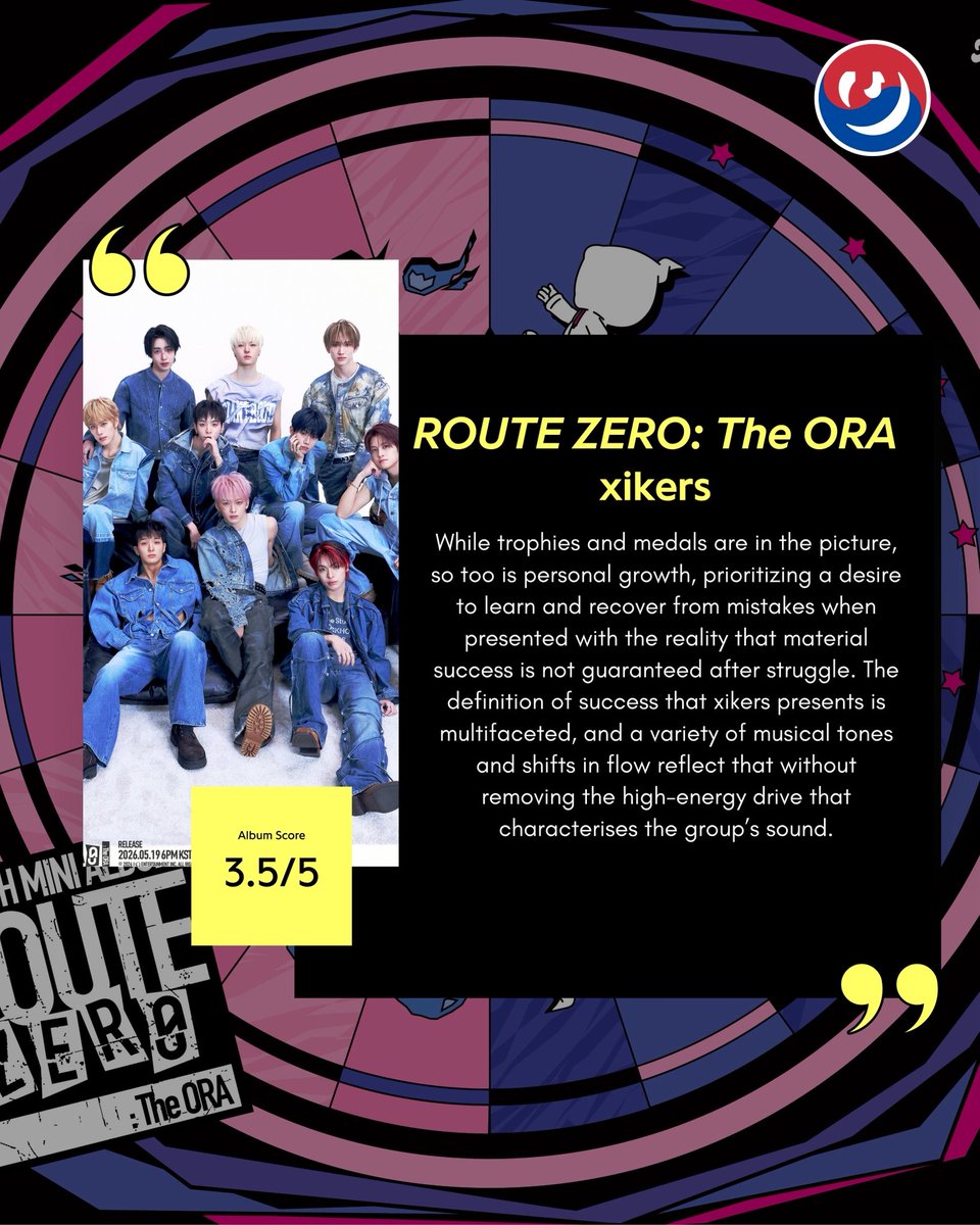 Genius_kor's tweet photo. #xikers (@xikers_official) have kicked off a new series with their seventh mini-album, #ROUTE_ZERO #The_ORA, and its high-energy title track, “OKay.”

The group maintains a clear conceptual focus, so read Genius Korea’s album review as we explore it!

🔗 https://t.co/YB8MfoKXzG https://t.co/jro1yv1AyX