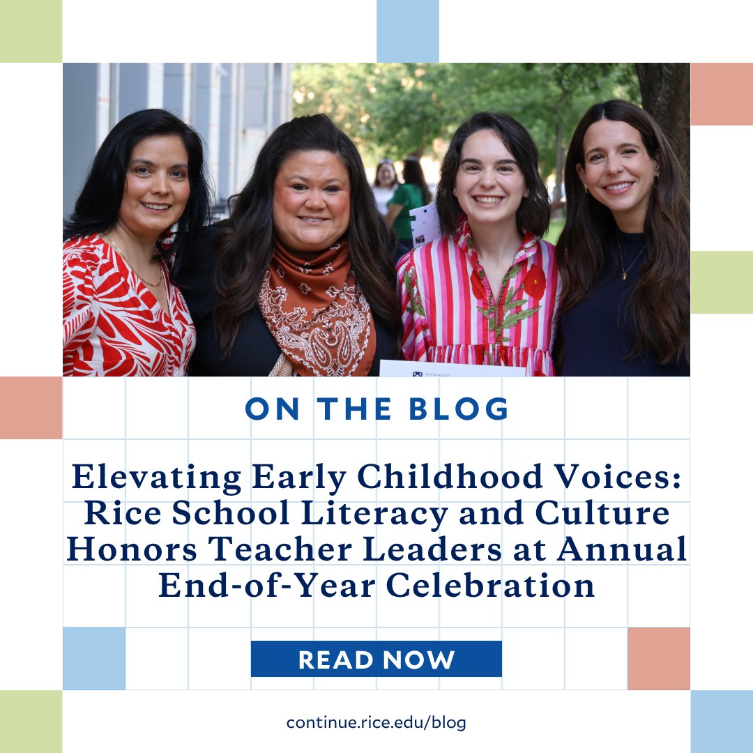 ContinueRice's tweet photo. Rice School Literacy &amp; Culture celebrated a year of impact at its year-end event for Houston educators. We’re proud of our Classroom Storytelling, OWL Lab and ELLA participants for elevating early childhood voices. Read more about this event: https://t.co/ZbcA1WEK2h https://t.co/nV5aJ0dVPm