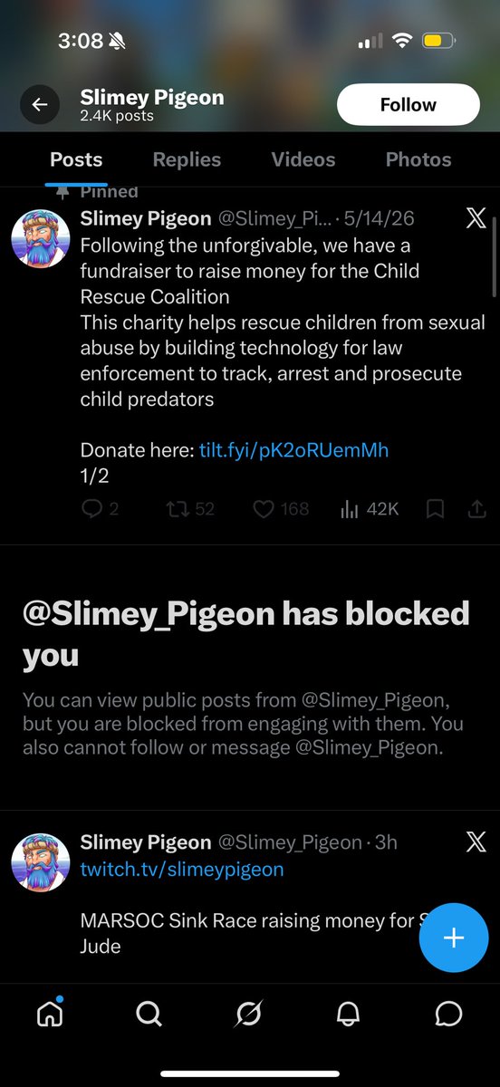 Iyewo_'s tweet photo. The same loser who posts “sot positivity” on Twitter just “hackusated” my teammate and I as a “joke” then said we were stream sniping and banned us from his chat, then he found my twitter and blocked me on Twitter. 😭 https://t.co/nSR2KcSbph