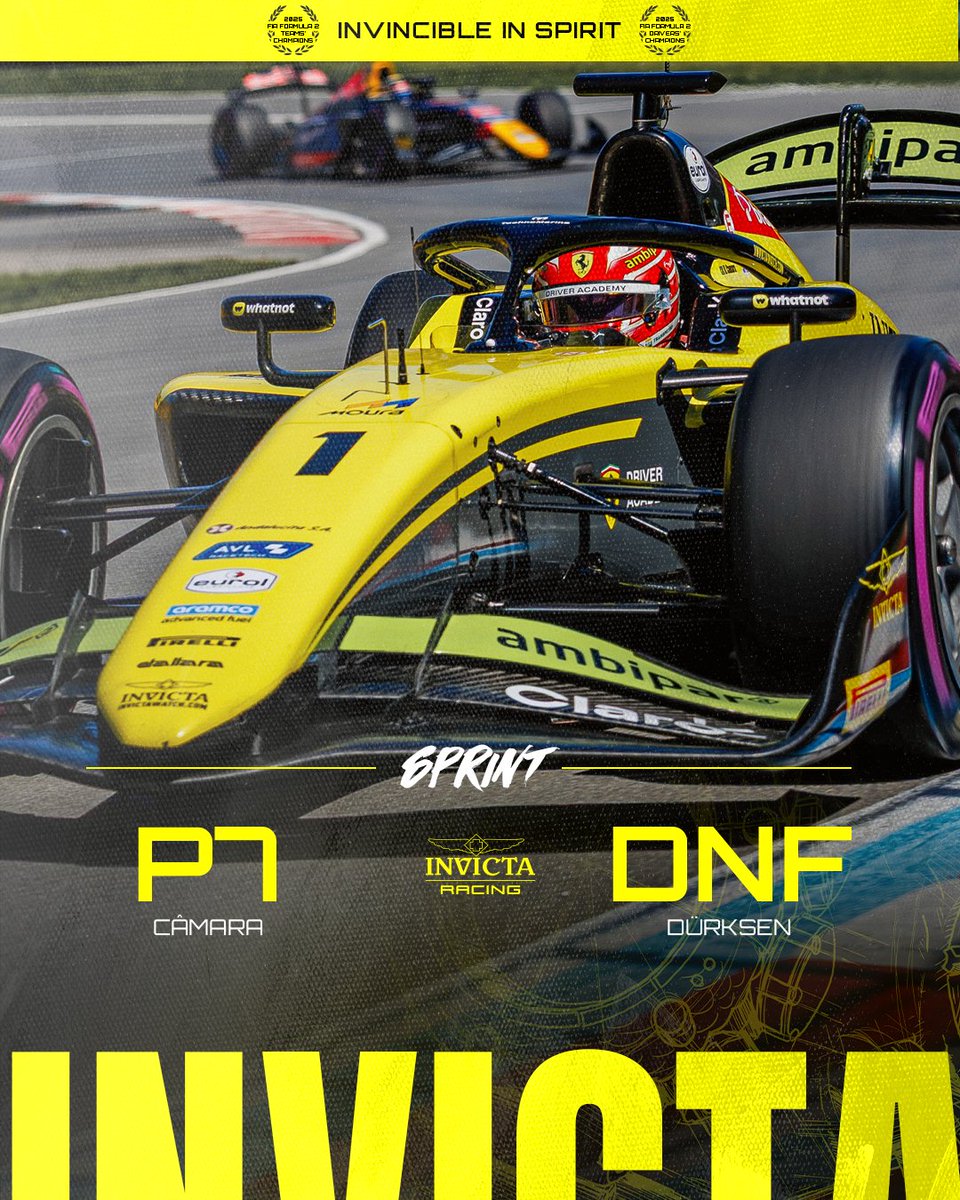 InvictaRacing's tweet photo. A frustrating Sprint race in Montreal but points on the board for Rafa

We go again tomorrow 👊

#F2 #Formula2 #InvincibleInSpirit #InvincibleInSpirit #CanadianGP https://t.co/k2xyK1tfa8