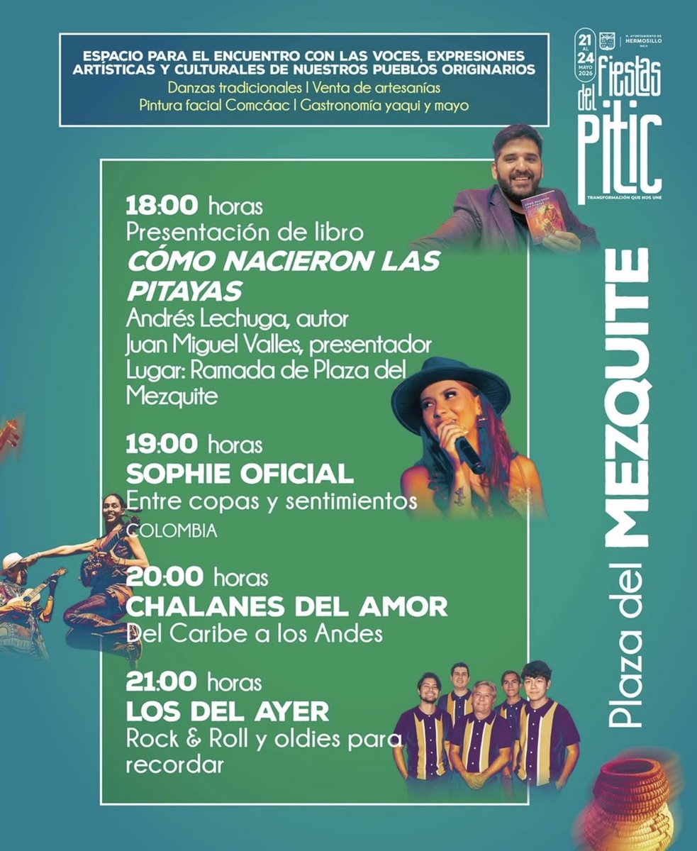 AndresLechugaH's tweet photo. Hoy hoy hoy 🔥 en Las Fiestas del Pitic de #Hermosillo presentaré mi libro "Cómo nacieron las pitayas" 🏜️ Todos invitados https://t.co/FUQqGFhUXI