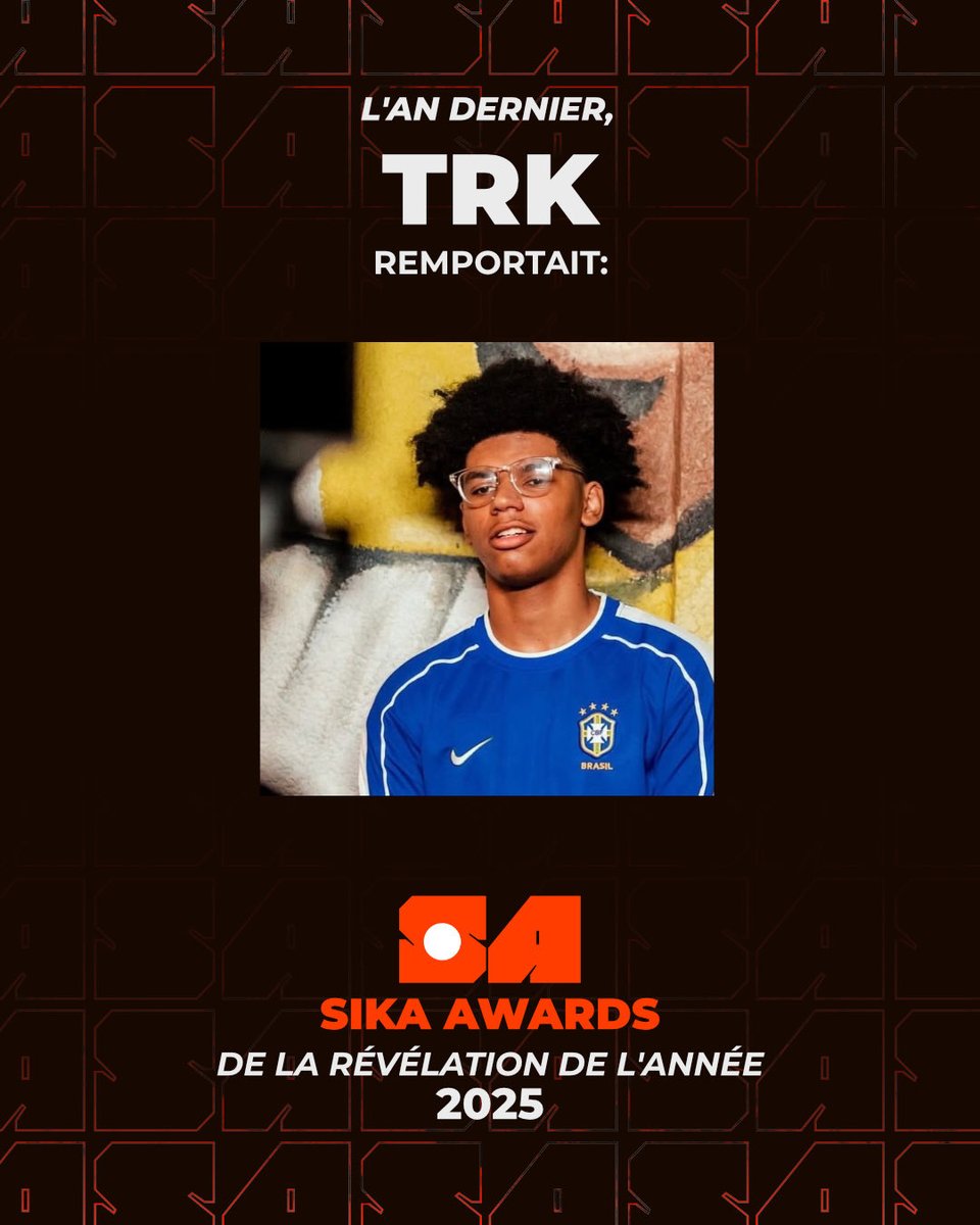 sikaawards's tweet photo. Félicitations encore à TRK, lauréat de la révélation de l’année en 2025 ! @Trkofficiel 

Selon vous, qui remportera le SIKA de la révélation de l’année en 2026? Donnez nous vos pronostics en commentaire! https://t.co/9G7hcKOG4c