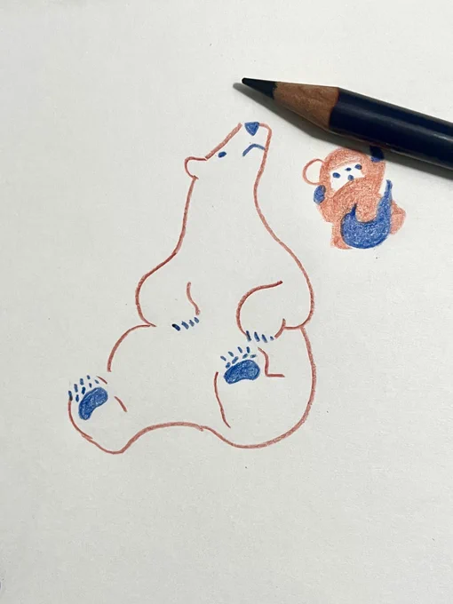 赤青鉛筆で描いています