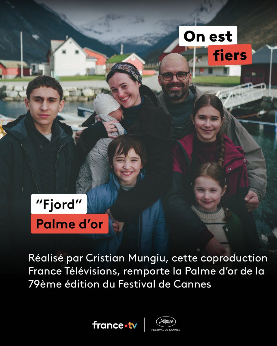 Francetele's tweet photo. 🏆 #Cannes2026 | Réalisé par Cristian Mungiu, “Fjord” remporte la Palme d’or de la 79ème édition du @Festival_Cannes ! 👏 https://t.co/DF1PfeMNqM