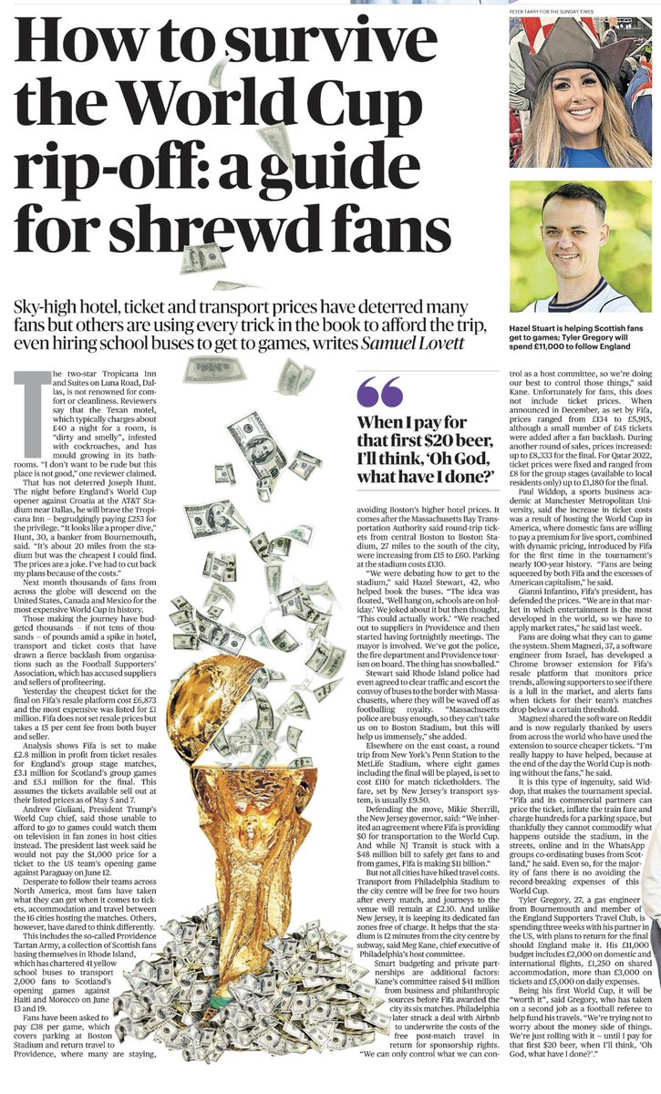 HazelStewart09's tweet photo. We made the @thetimes a few weeks ago. Our Providence Tartan Army are still gleaning interest from all over the world on our big yellow school bus convoy to the Gillette Stadium 3 weeks today from Providence. 

21 🚌 will leave late afternoon packed to the rafters with members of the TA, special guests and a FIFA media helicopter who’ll be filming our football royalty all the way to Foxborough. 

It’s going to be memorable and we will do it all again on 19th June for the Morocco game with 20 buses leaving late morning and we’ve got media onboard filming the TA at its finest.

Follow us for updates for a week of planned events for both the TA and local residents as we enjoy the hospitality of Providence, including our charitable donation day to @Hasbro local children’s paediatric cancer ward. 

It all kicks off from 12th June! 

🏴󠁧󠁢󠁳󠁣󠁴󠁿🏴󠁧󠁢󠁳󠁣󠁴󠁿🏴󠁧󠁢󠁳󠁣󠁴󠁿🏴󠁧󠁢󠁳󠁣󠁴󠁿￼🥳🏆🙌🤩🇺🇸⚽️🏴󠁧󠁢󠁳󠁣󠁴󠁿🏴󠁧󠁢󠁳󠁣󠁴󠁿🏴󠁧󠁢󠁳󠁣󠁴󠁿

Thanks to @samueljlovett for writing up this article earlier this month.