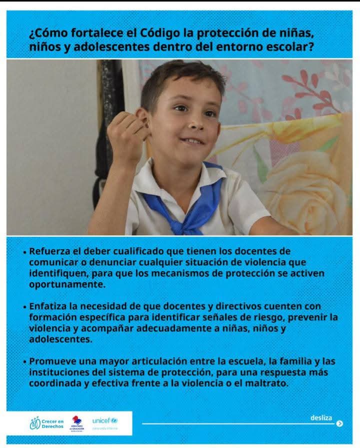 CubaMined's tweet photo. 📢 Código de Niñez, Adolescencias y Juventudes en Cuba: un paso clave para el presente y futuro del país. Implementarlo no es solo cumplir una norma, es construir una cultura donde cada niña, niño, adolescente y joven sea protagonista.
#CrecerEnDerechos https://t.co/0yP2MW5qcV