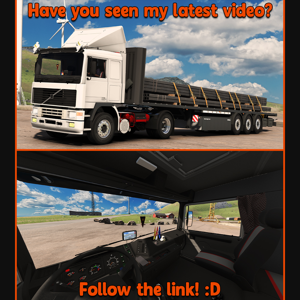 nando_cev's tweet photo. Hey truckers! Have you seen my latest video? If you haven’t, here’s the link! Don’t forget to like and subscribe! <3
#nandocev #BestCommunityEver #trucks #4k @SCSsoftware @YouTube
https://t.co/uHcdOR0Fr8 https://t.co/tWRPJTpDx3