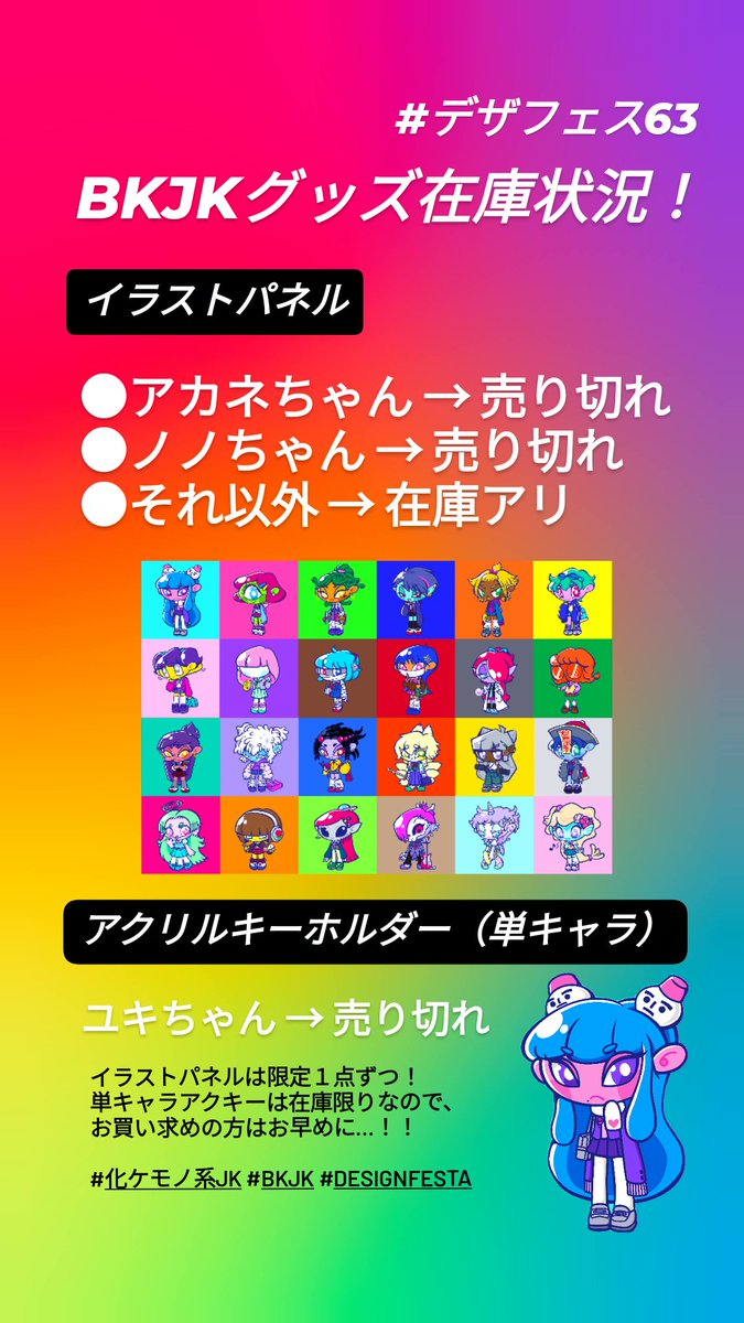 ⚠要チェック⚠ #BKJK グッズ在庫状況！ イラストパネル ○アカネ