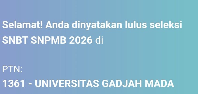ellawsyujiem's tweet photo. Dengan nama Allah yang maha pengasih lagi maha penyayang, dzat yang maha besar lagi maha mengabulkan, di tahun ini izinkan giliranku untuk di panggil menjadi salah satu mahasiswa baru UGM.. diatas keraguanku aku percaya kuasa-Mu lebih besar dari segala sesuatu yg tidak mungkin🥹 https://t.co/ZoIFCFg08G