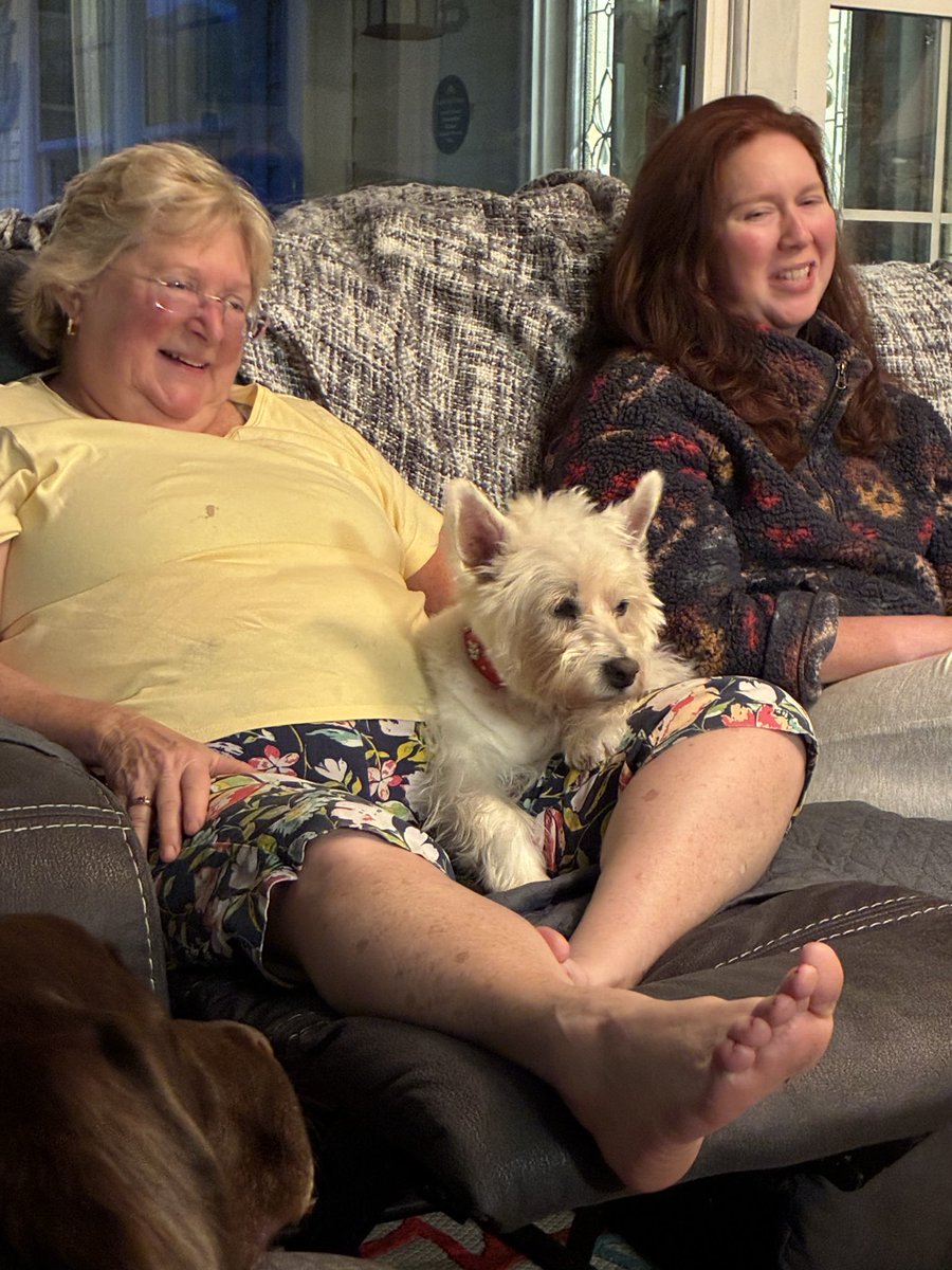 CharlietheWest2's tweet photo. Snuggles up wiv hoomum an hoping.  Dis de best! https://t.co/zTq9XZJsWt