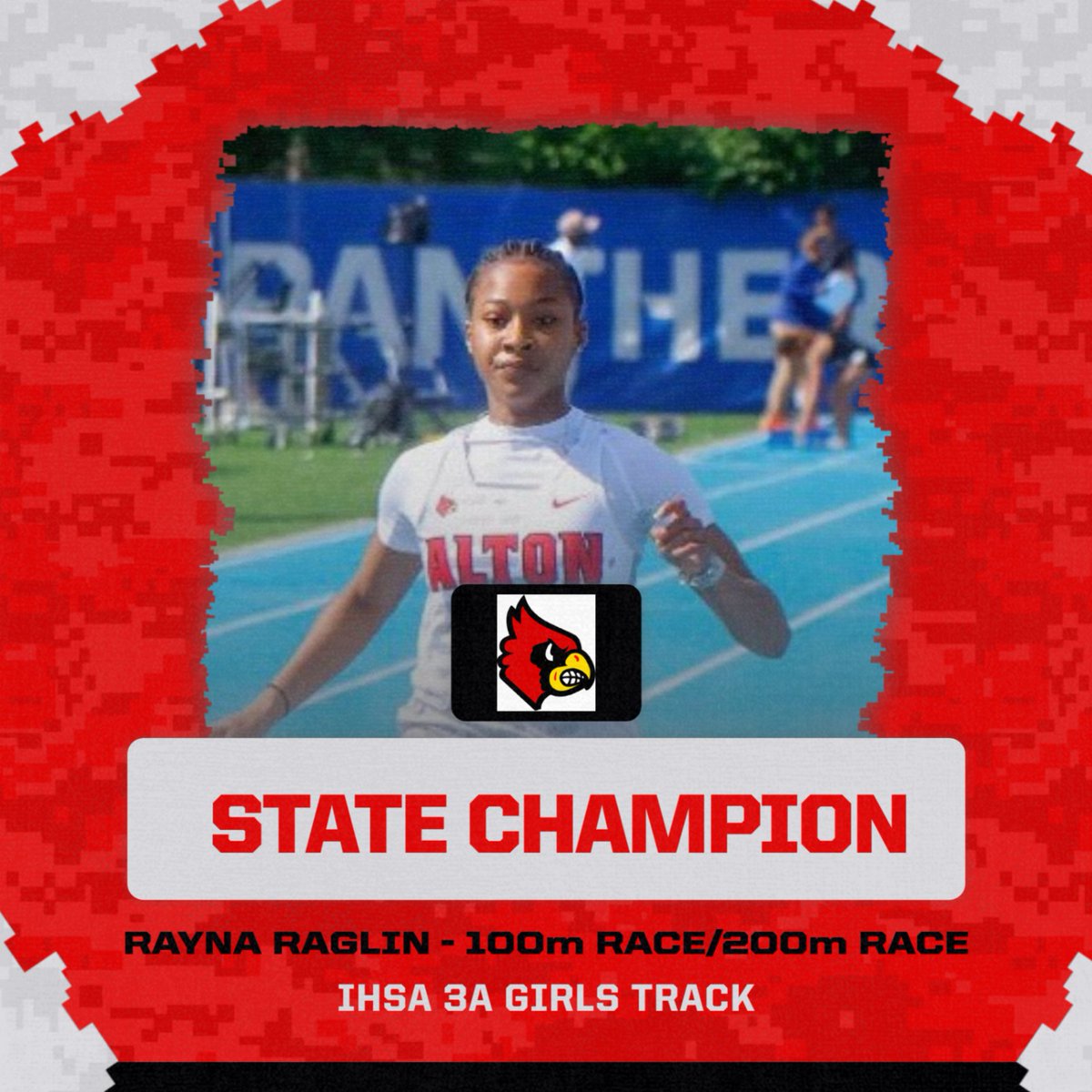AltonAthletics's tweet photo. The Alton Redbirds have another STATE CHAMPION to add to the list. Congrats to this REDBIRD on making Alton so proud. #WEAREATOWN #STATECHAMPION #IHSA https://t.co/extlQ1DaYw