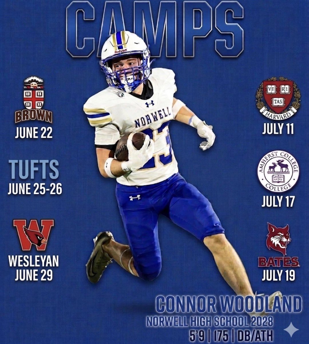 Connorwoodland0's tweet photo. Here is my 2026 camp schedule. Looking forward to competing and getting after it!
@Coach_Mul @coach_jonke @coachDjackson1 @CoachMacTufts @CoachDiCenzo @CoachForeman42 @seancoyne12 @thomasgasbarro8 @coach_moneta @CoachRadulski @coach_craw @NE6FB_Recruits @PRZNewEngland @ScoutingNE @Jaypith42