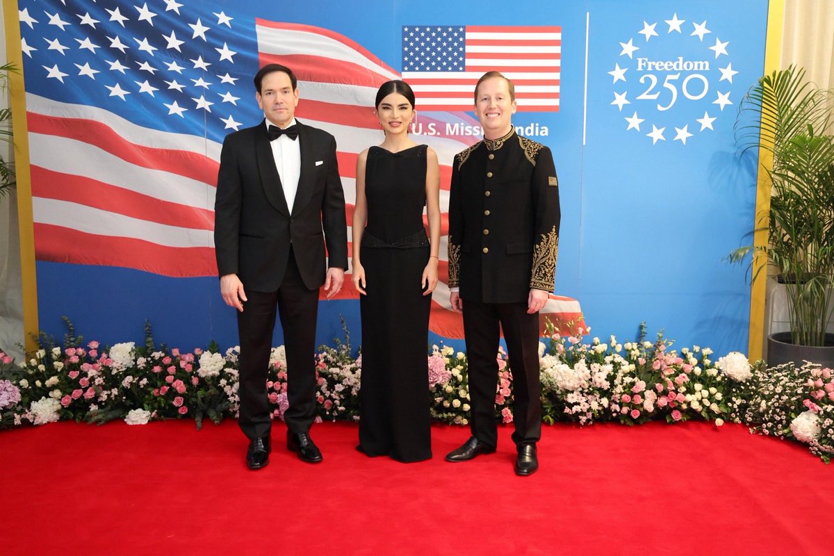 USAmbIndia's tweet photo. Thank you to my dear friend @SMirziyoyeva for making the journey from Tashkent to join us this evening at a special dinner in honor of Secretary Marco Rubio. Our cooperation with Uzbekistan has reached record levels of engagement. https://t.co/q6vImECEeb