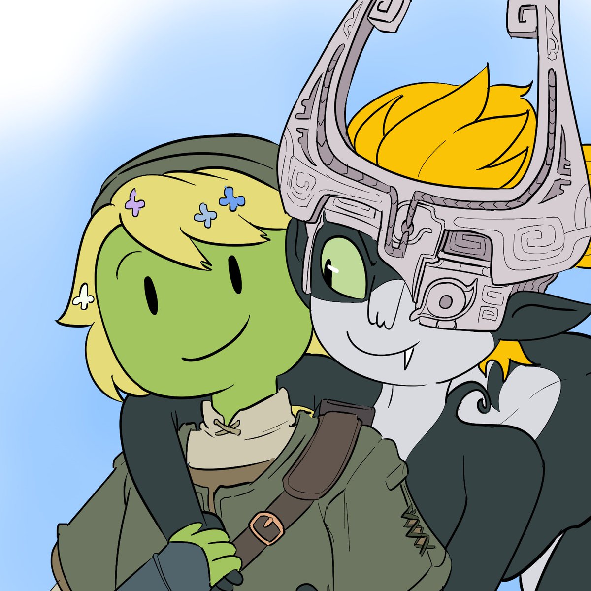 MeguMigue's tweet photo. Hi, one of the characters I love to draw is Bandit Princess from Adventure Time—she’s not very well known—and I drew a ship pairing her with Fern… an “enemy to lovers” story. Here's a drawing parodying The Legend of Zelda: Twilight Princess #adventuretime #fionnaandcake https://t.co/1Rjmix7m23