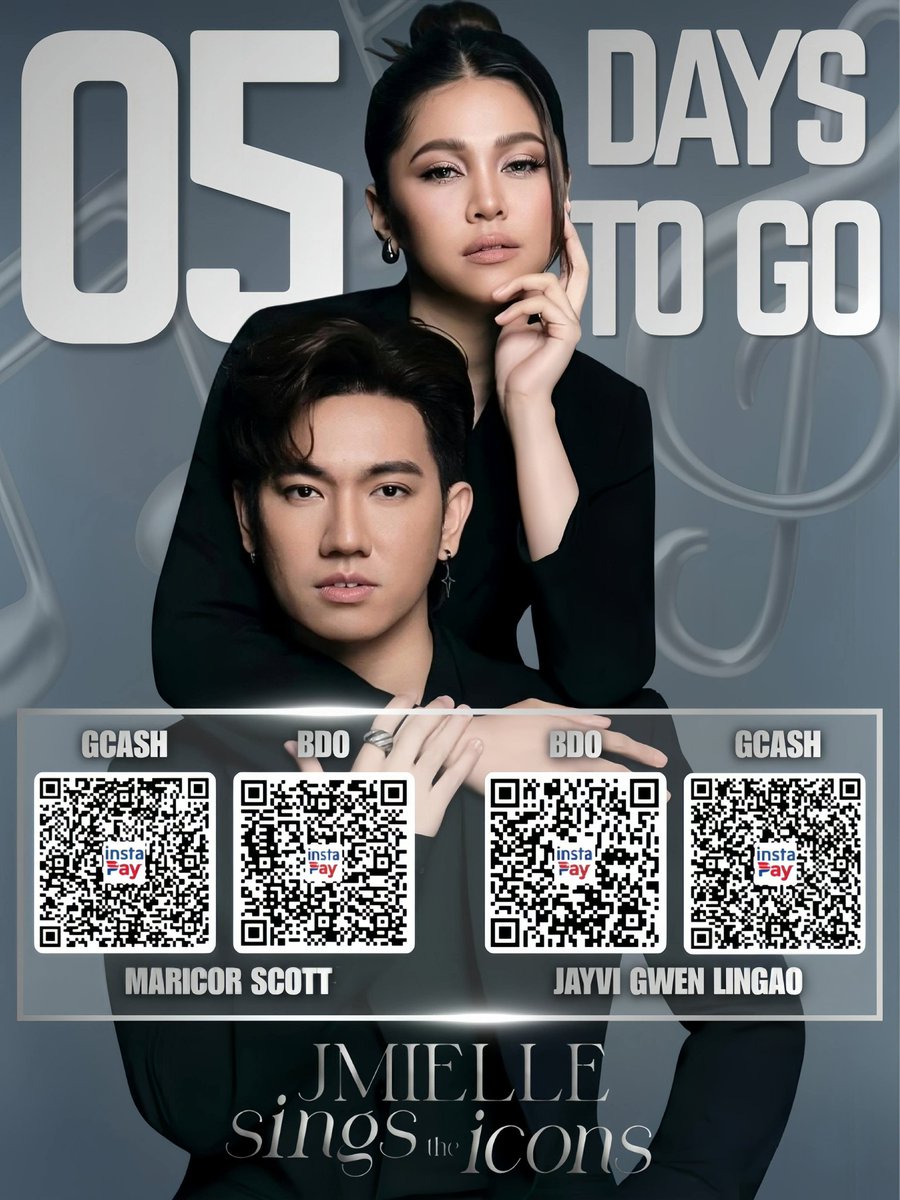 JMIELLEnialsOFC's tweet photo. 5 DAYS TO GO, JMIELLE FAM!
@JM_jmdc and @themariellemoon will be hitting the stage for "JMIELLE Sings The Icons" concert on May 29, 2026, at the SM North EDSA Skydome!

We are in the final stretch, and SVIP tickets are still up for grabs. Treat yourself to the ultimate fan experience—complete with soundcheck access and a meet & greet with JM and Marielle!

🛍️ HOW YOU CAN HELP US REACH 100%:

JOIN THE CROWD: Don't miss out on this unforgettable night. Secure your seats today via SM Tickets!

SUPPORT FROM AFAR: Can’t make it to the Skydome in person? Distance won't stop the love. You can still sponsor tickets and back the concert's success by sending your pledges to:

MARICOR SCOTT
📱 GCash: 09985656543
🏦 BDO: 010910026327

JAYVI GWEN LINGAO
📱 GCash: 09773864412
🏦 BDO: 010740808370

Let's protect our legacy. Every single ticket and pledge counts. Let's pull off #JMielle's 13th consecutive SOLD-OUT concert / show! ❤️❤️❤️

#JMDelaCerna #MarielleMontellano #TNTDuetsS1GrandChampion #YFSFS4GrandWinner