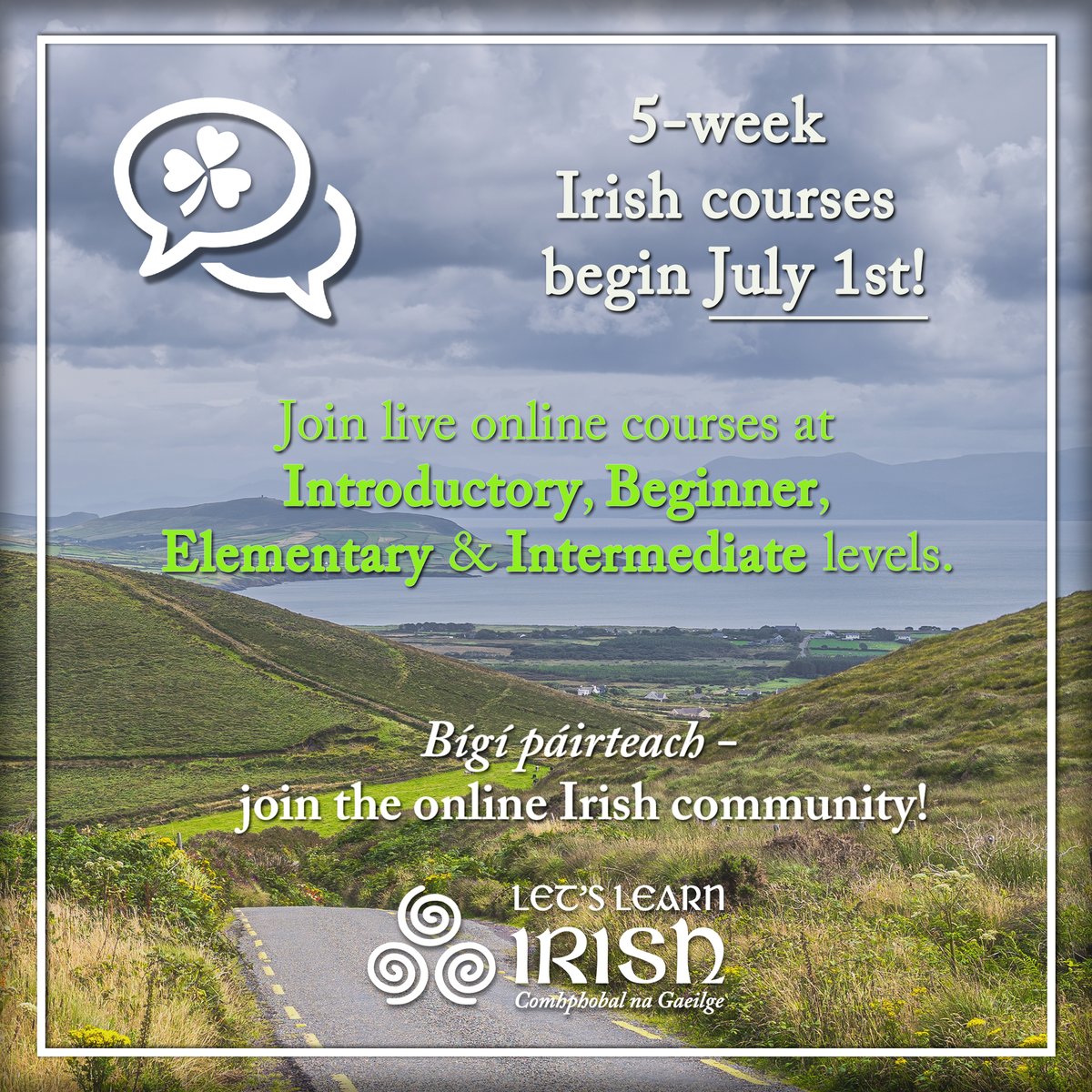 LetsLearnIrish's tweet photo. Learn Irish this summer! 5-week live, online courses begin July 1st - bígí páirteach!
https://t.co/EOokzxZY5d https://t.co/hmg29eaPaS