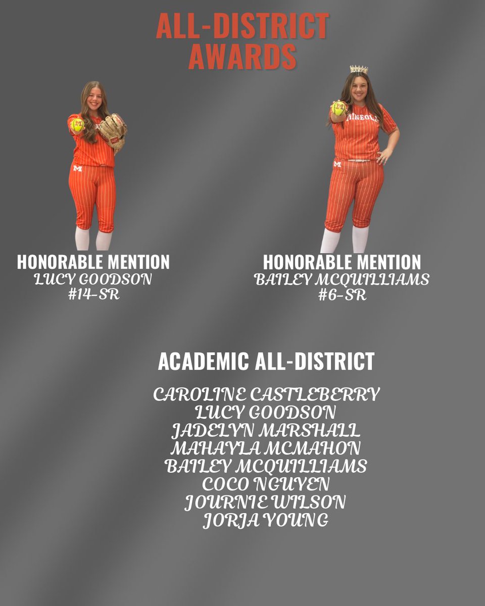 MineolaSoftball's tweet photo. Proud of our girls for their district honors they received! Congratulations and well deserved! We cleaned up good! https://t.co/W8Y8iaYoPu