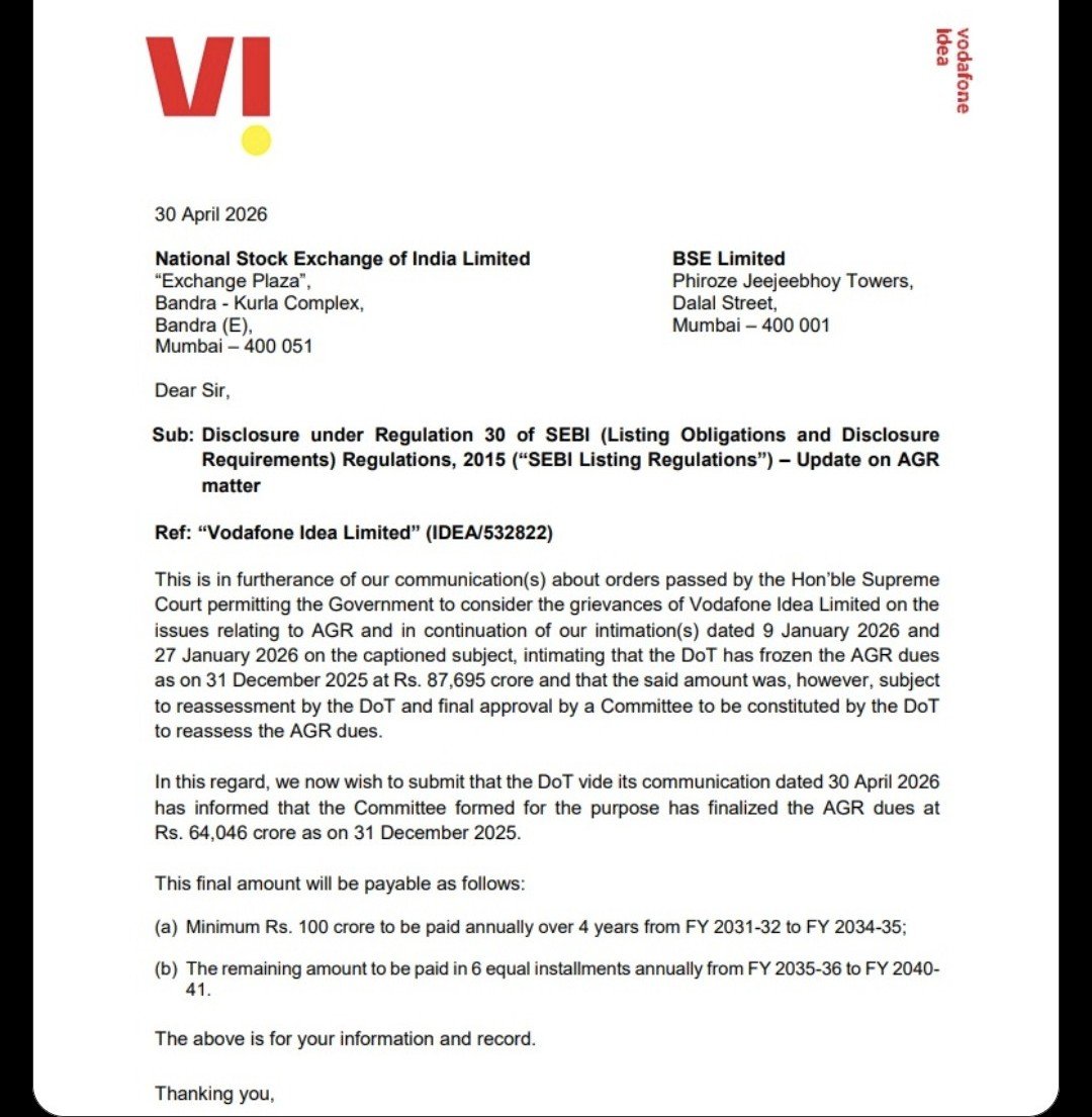 ArunHebbar7's tweet photo. Brother, now there is no question about whether there will be any reduction in shares, because #vodafoneidea has already concluded the AGR issue and recognized a one-time gain of Rs.57,491 crore, which includes all the benefits (Cash benefits+Time value benefits).

My view is different :- 

➤ As disclosed in the financial statements of Vodafone Idea Limited as of 30 September 2021, the outstanding AGR liability stood at Rs.63,400 crore.

➤ As of 31 Dec 2025, Post reassessment, the DOT communicated to VI that the AGR amount is Rs.64,046 crore.

➤ The differential amount of Rs.646 crore will be paid by the company over the next 4 years in installments, as explained in the financial notes.

My question is this: during the last 4.3 years (including the 4 year moratorium period), the company recognised AGR interest expenses every quarter and considered the same while calculating cash flows under Finance Cost. 

If we apply a simple interest calculation at 8% p.a. on Rs.63,400 crore, the quarterly interest works out to approximately Rs.1,268 crore.

Rs.1,268 crore × 13 quarters = nearly Rs.16,484 crore of interest has effectively been reversed by now.

My question is :- Where has Vodafone Idea actually utilised this de-recognised AGR interest (Rs.16,484 crore). 

Accordingly, in the case of Spectrum dues, Vodafone Idea converted Rs.36,950 crore due amount into equity as of 31 March 2025. The corresponding liability amount has also been de-recognised.

My question is :- Where has this de-recognised amount actually gone?