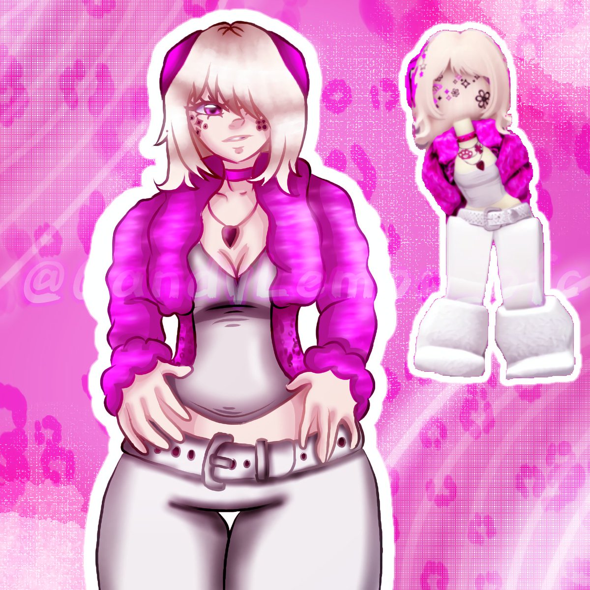 CandyLemon_ofc's tweet photo. Drawing random people's skins in Roblox pt.1

From avatar to drawing ✨

I tried to recreate this look in my art style and add a little more personality 💗
I loved how the pink details turned out ♡

Tag:
#illustrationㅤ #robloxartㅤㅤㅤ #girls #robloxfanart https://t.co/mLrTuVFaR7