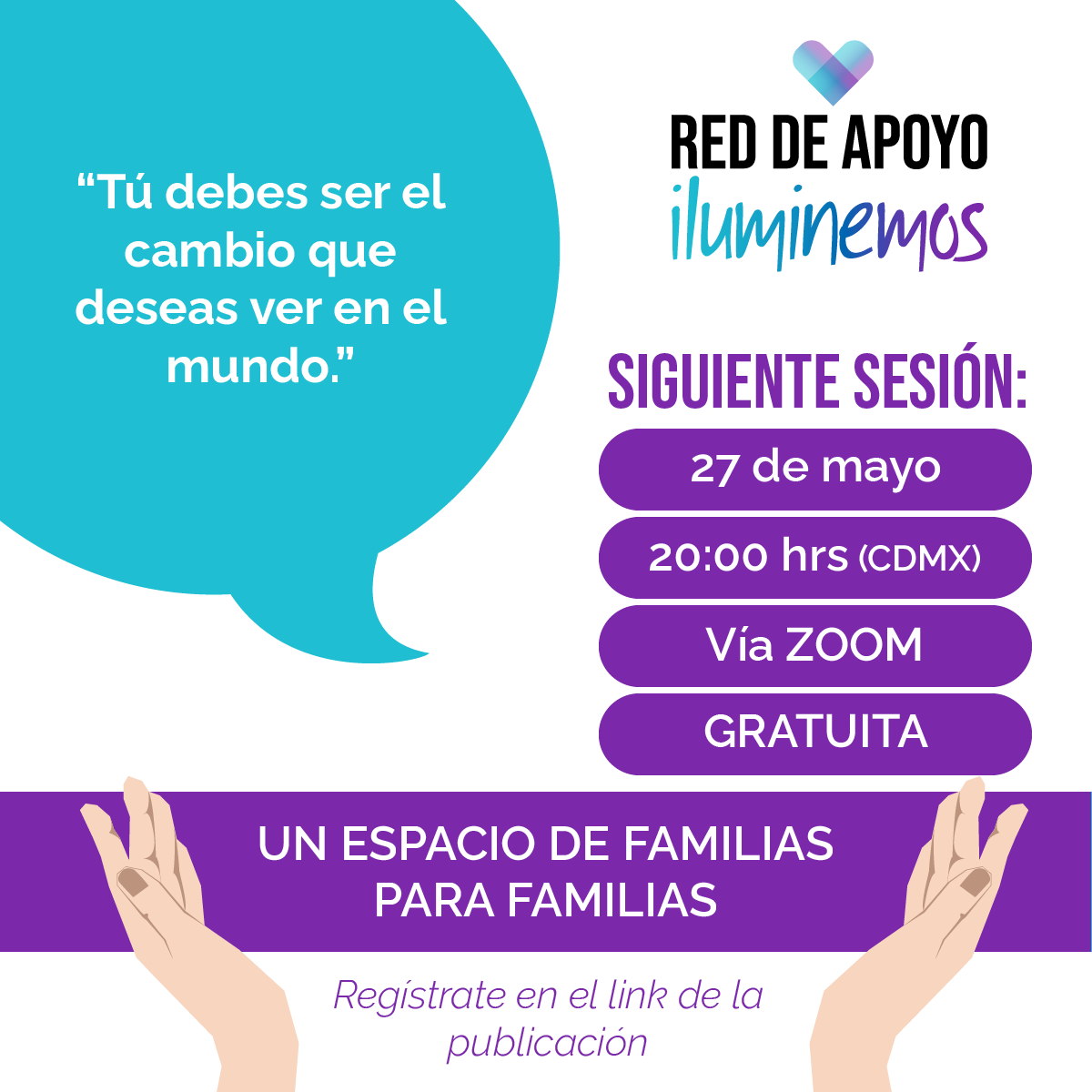 iluminemos_org's tweet photo. Este miércoles te esperamos en nuestra reunión mensual de padres, madres y tutores. Juntos podemos crear una comunidad más empática y solidaria. Regístrate aquí 👉 https://t.co/JPGkIDjscW
#Autismo #RedDeApoyo #FamiliasAutistas #Inclusión https://t.co/J2PraISppR