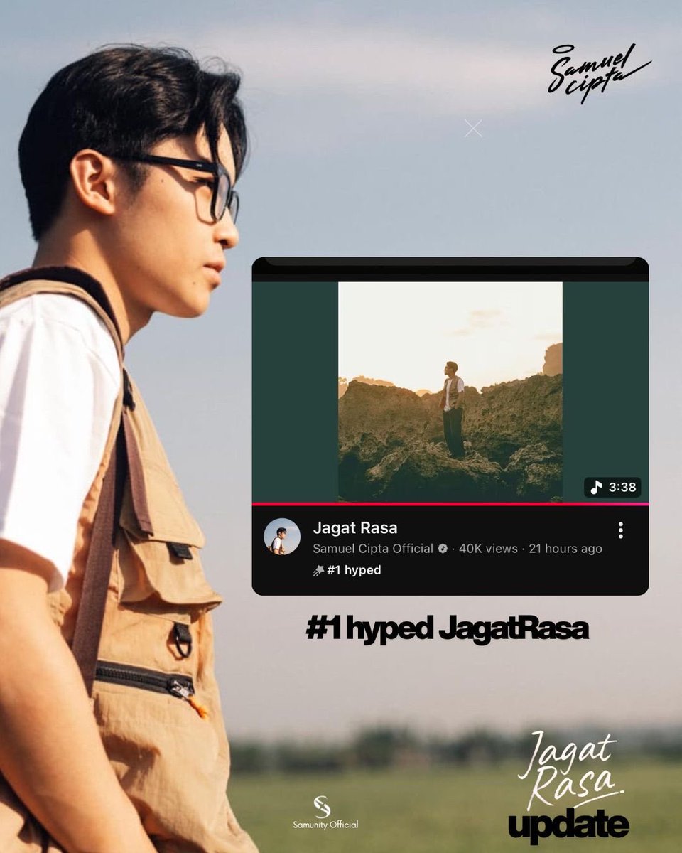 samunityofc's tweet photo. Thank you semuanyaaa
Jagat Rasa has reached Trending #7 on YouTube. Keep solid and let’s keep growing together! 🙌❤️

#jagatrasa #samuelcipta https://t.co/9pgs1NZemO