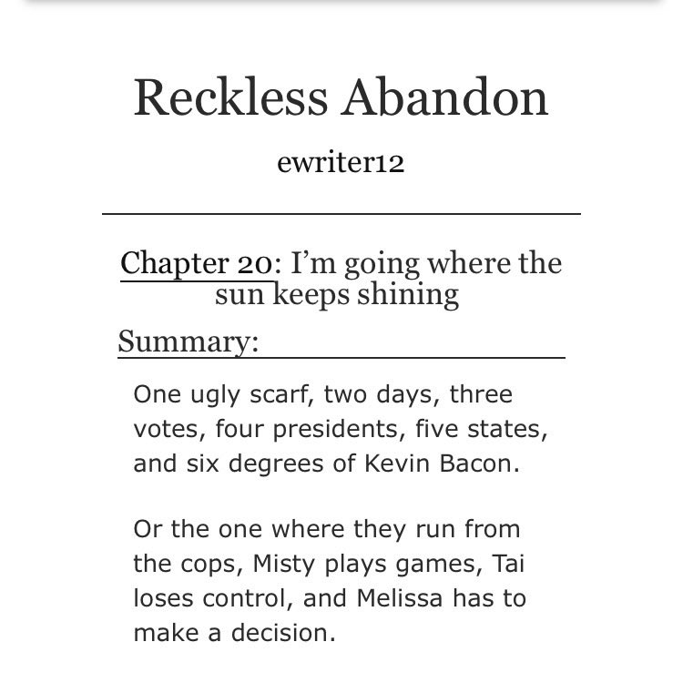 ewriter123's tweet photo. chapter 20... yes they are still roadtripping but I promise it's almost over xx  https://t.co/gaz1iCp09n https://t.co/if3rpX3uuG