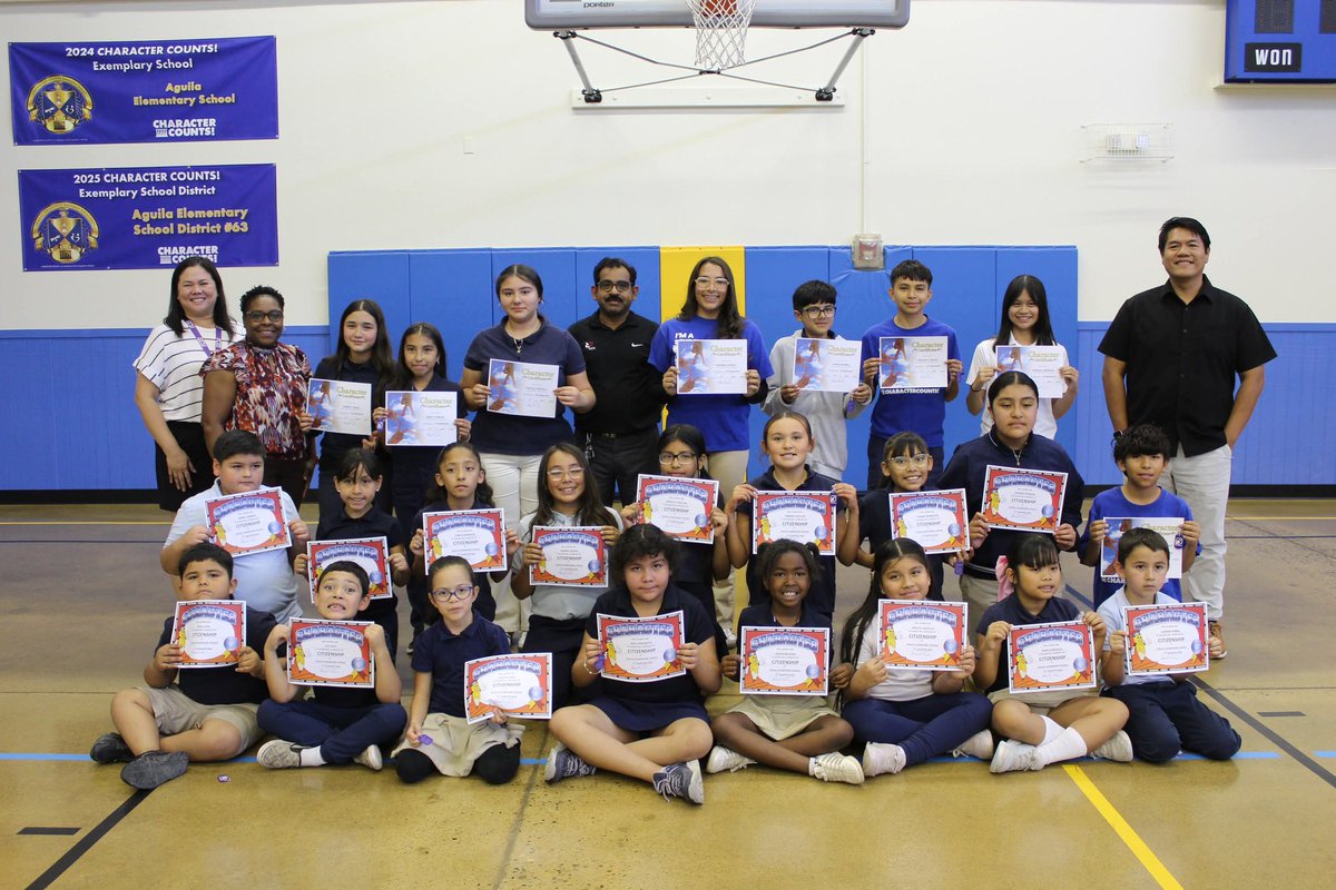 AESD63's tweet photo. 🌟 Last Thursday, we hosted our Honors Assembly to recognize our hardworking students. We are so proud of our Honor Roll achievers, Perfect Attendance standouts, Character Award winners, and our Spelling Bee champs!  We also swore in our brand-new Student Leadership Team. 💙💛🦅 https://t.co/DZoRZHLBRR