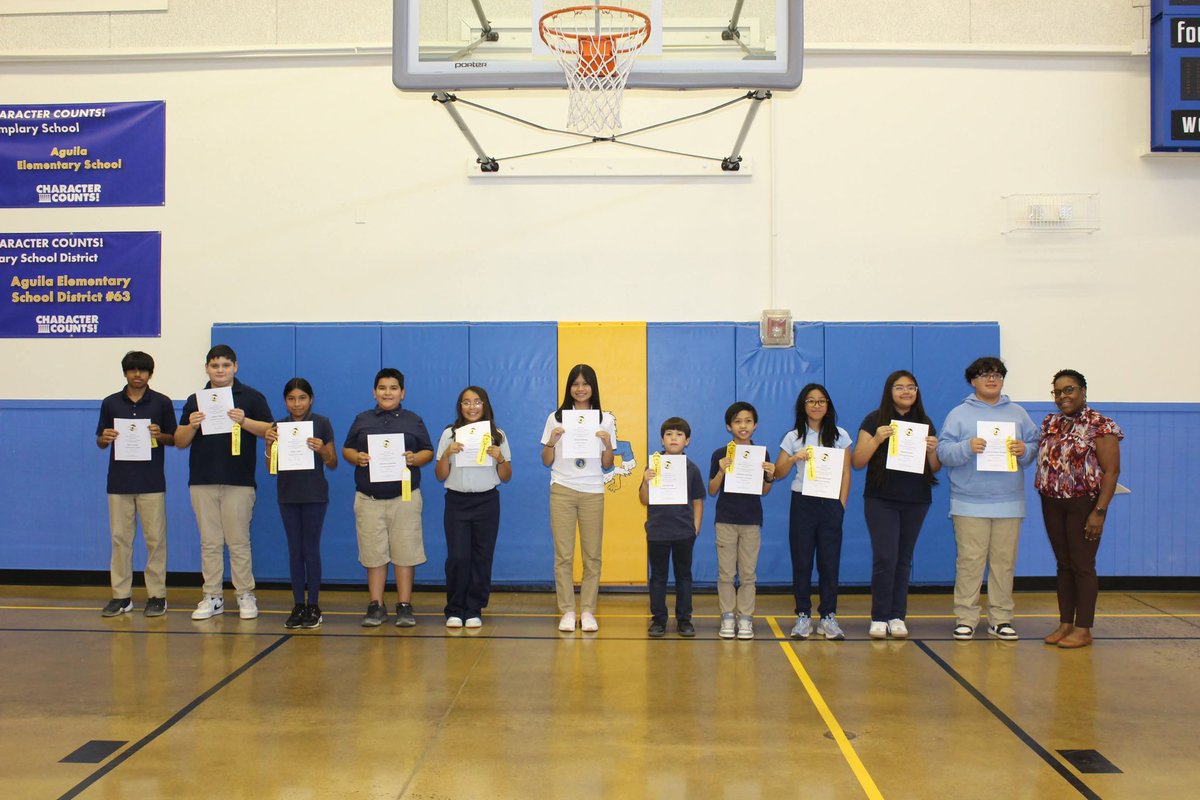 AESD63's tweet photo. 🌟 Last Thursday, we hosted our Honors Assembly to recognize our hardworking students. We are so proud of our Honor Roll achievers, Perfect Attendance standouts, Character Award winners, and our Spelling Bee champs!  We also swore in our brand-new Student Leadership Team. 💙💛🦅 https://t.co/DZoRZHLBRR