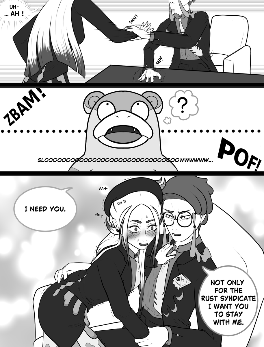aak_rad's tweet photo. Corbeau x Harmony (OC) ! 
I started this without using my brain and got really lazy by the end, read it from left to right

#PokemonLegendsZA #Corbeau #Harmony #PLZA #RustSyndicate #pkmn夢 #pkmnプラス #ポケモンZA #カラセイ https://t.co/vUa4X1YrNe
