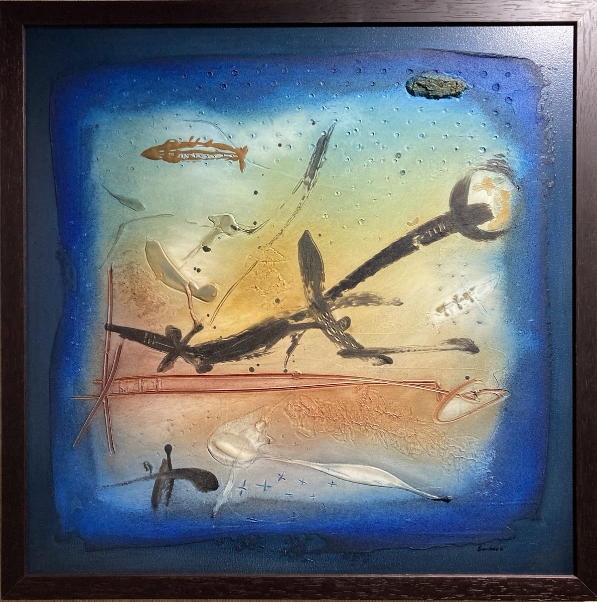 SaperGalleries's tweet photo. Two highly textured, sculpted mixed media paintings by Enrico Embroli who was featured here for a solo exhibition in 1987. Now, nearly 40 years later, we are displaying a large number of his limited edition etchings that will soon be adding to our site: https://t.co/ZG6B3yaQvT. https://t.co/qSjDy7qAjQ